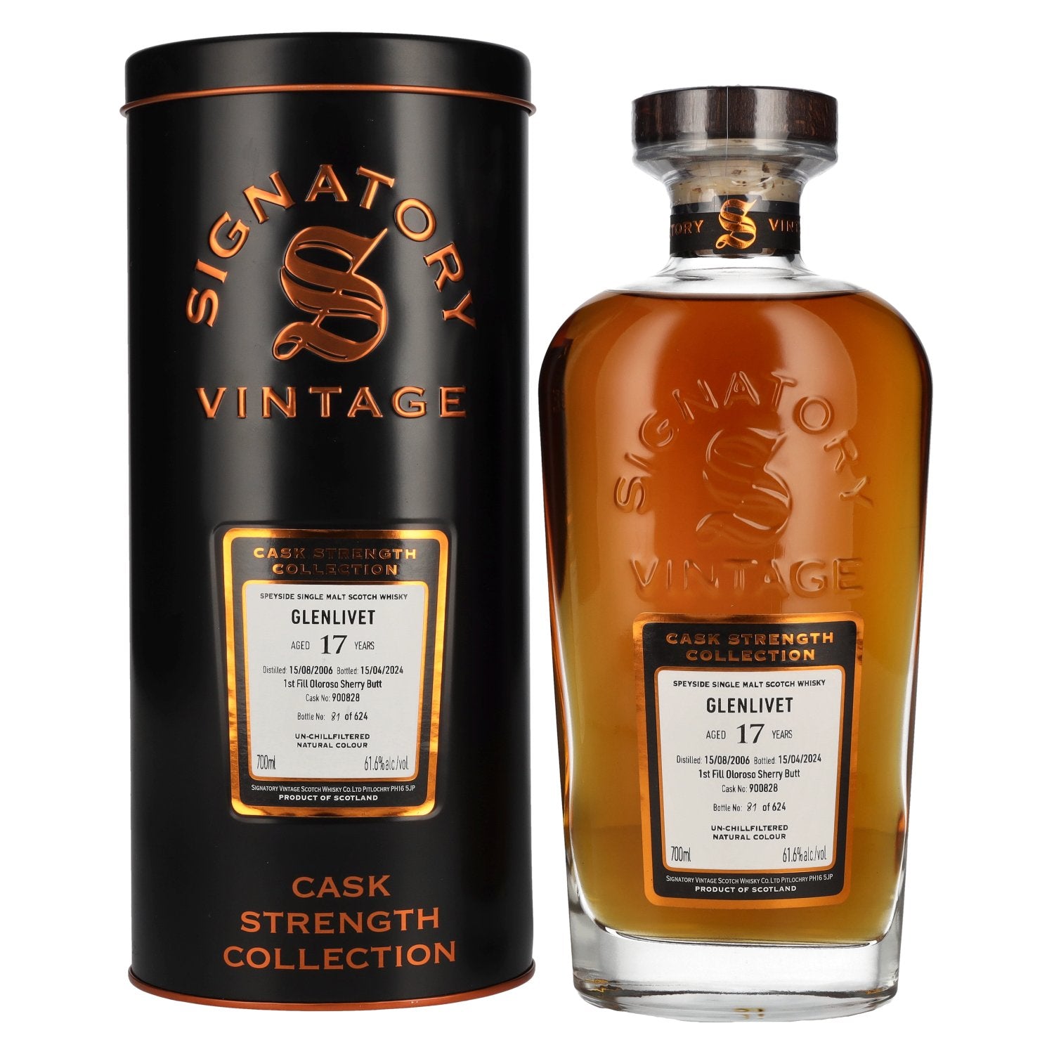 Signatory Vintage GLENLIVET 17 Years Old Cask Strength Collection 2006 61,6% Vol. 0,7l in Tinbox