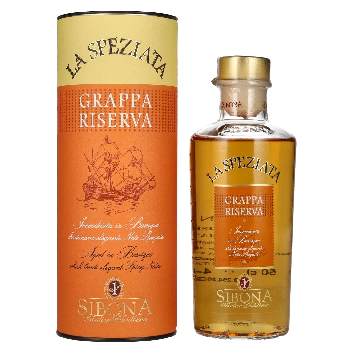 Sibona GRAPPA RISERVA La Speziata 44% Vol. 0,5l in Giftbox