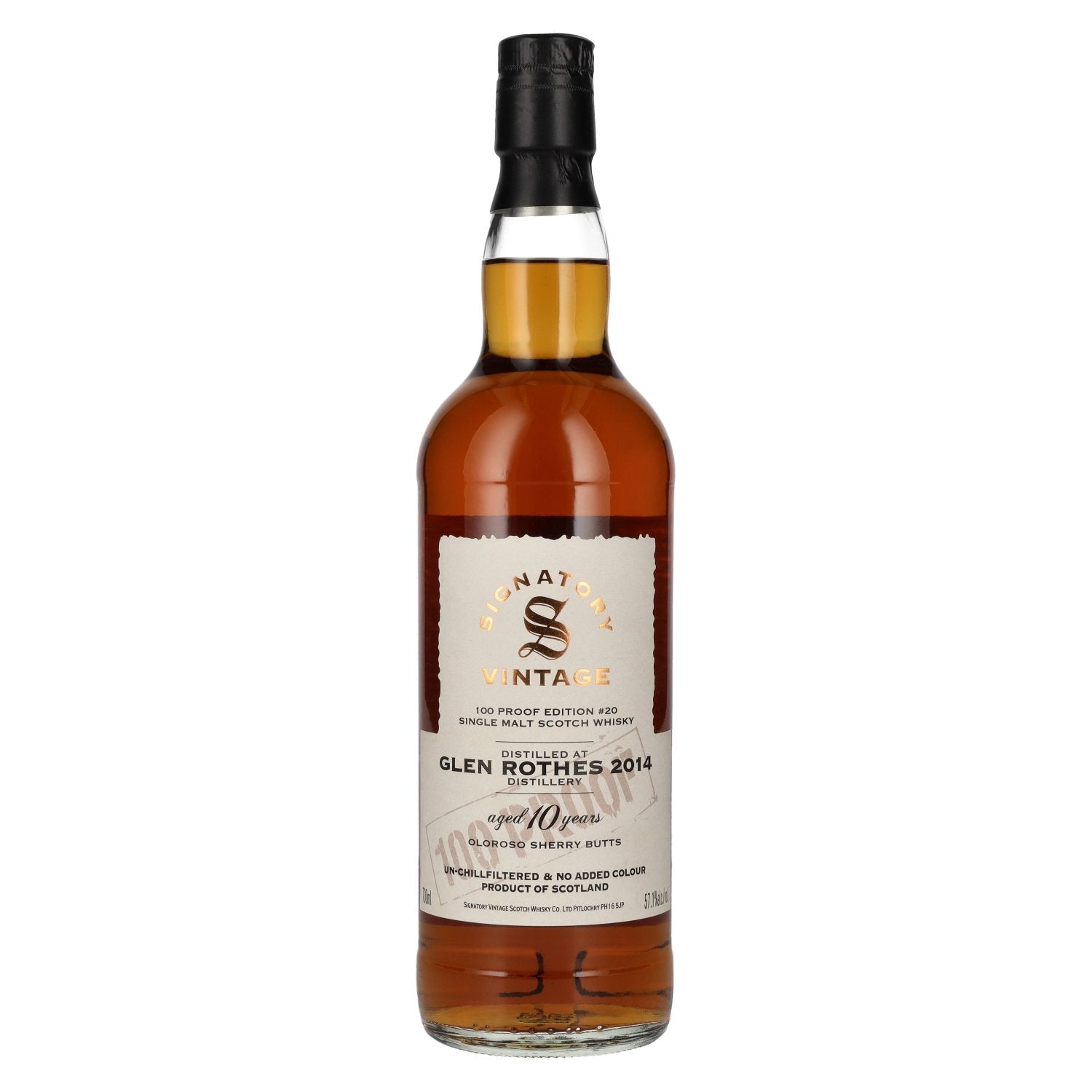 Signatory Vintage 100 Proof Edition GLEN ROTHES 10 Years Old Single Malt #20 2014 57,1% Vol. 0,7l