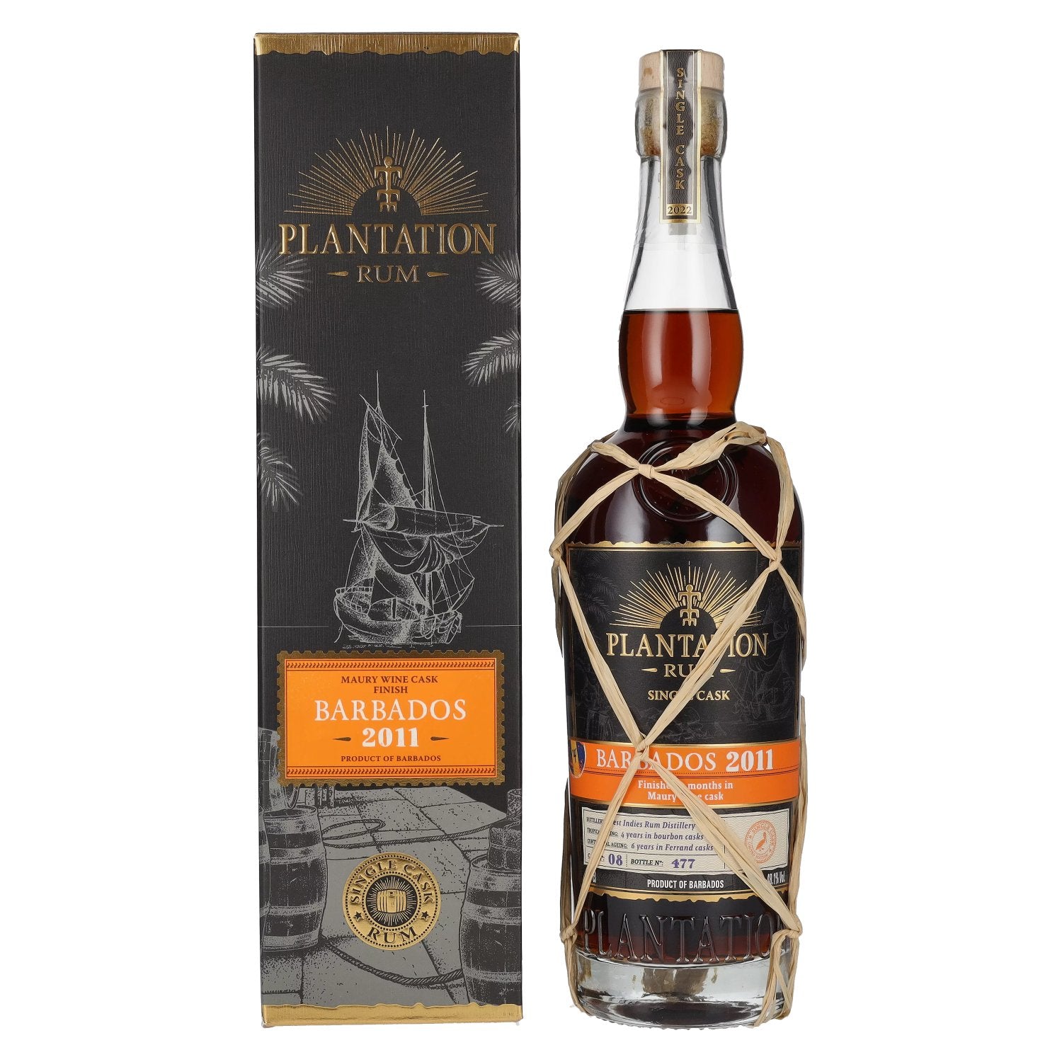 Plantation Rum BARBADOS Single Cask Maury Wine Cask Finish 2011 48,1% Vol. 0,7l in Giftbox