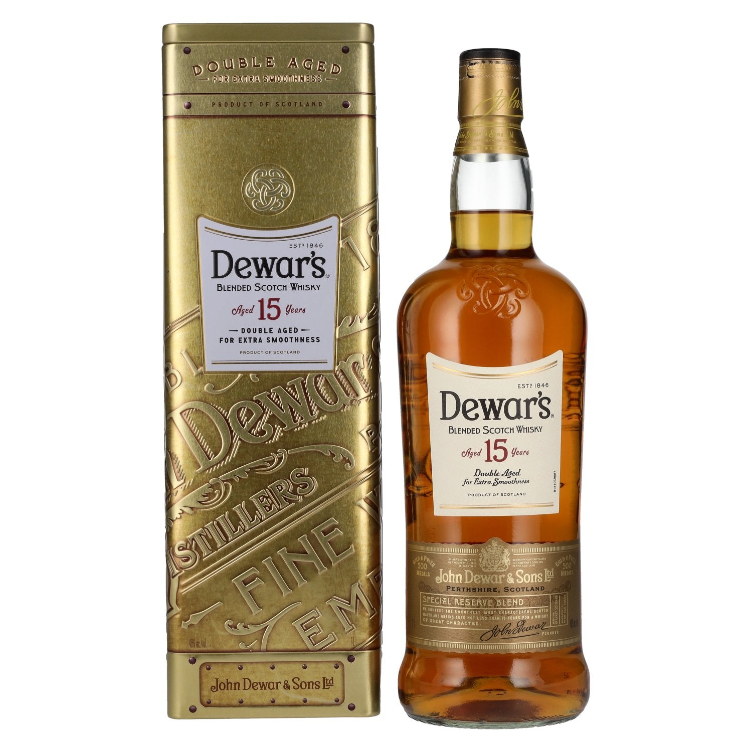 Dewar's 15 Years Old Double Aged Blended Scotch Whisky 40% Vol. 1l in Tinbox