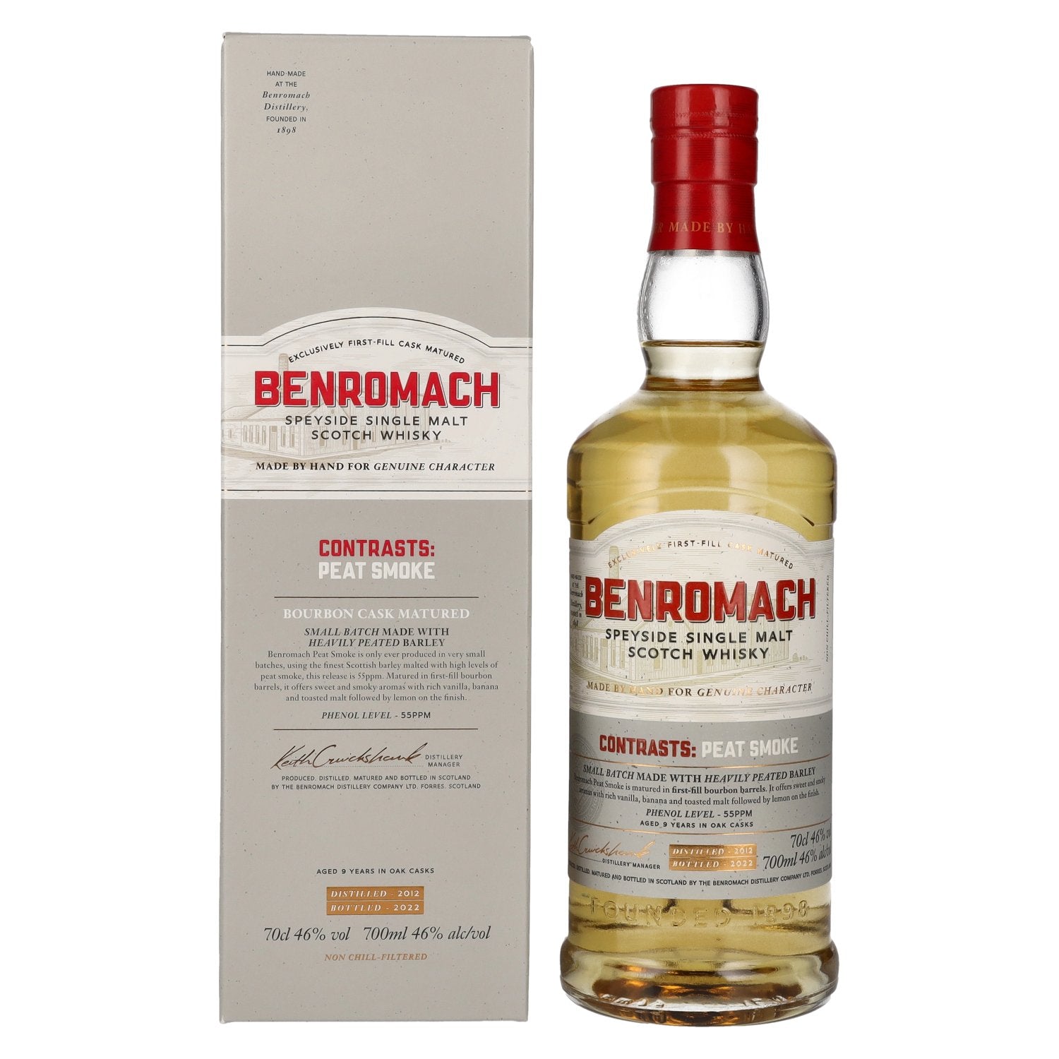 Benromach PEAT SMOKE Speyside Single Malt 2012 46% Vol. 0,7l in Giftbox