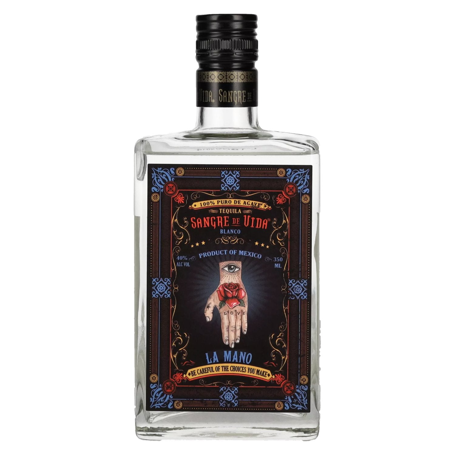 Sangre de Vida Loteria LA MANO Blanco Tequila 100% de Agave 40% Vol. 0,35l