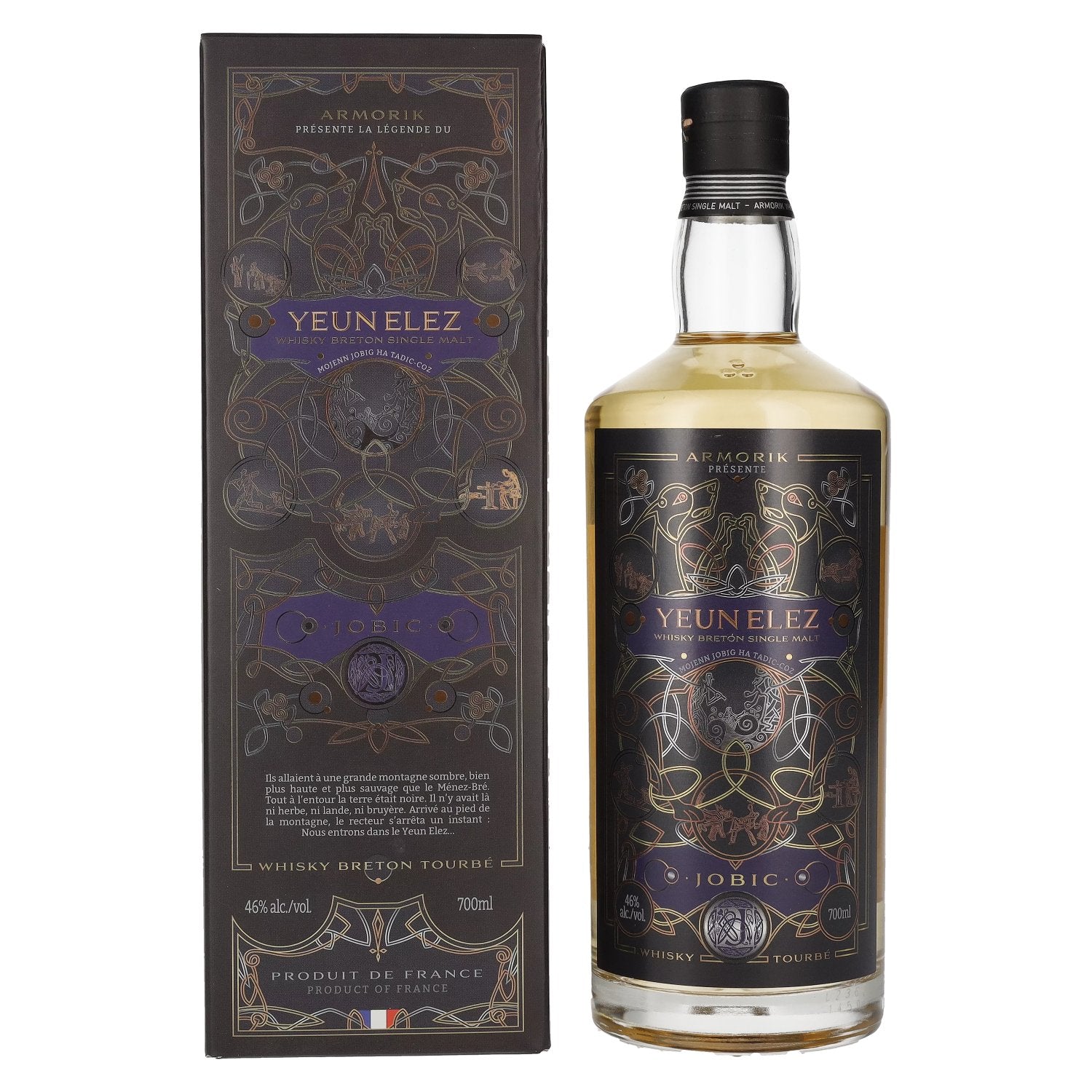 Armorik YEUN ELEZ Whisky Breton Single Malt JOBIC 46% Vol. 0,7l in Giftbox