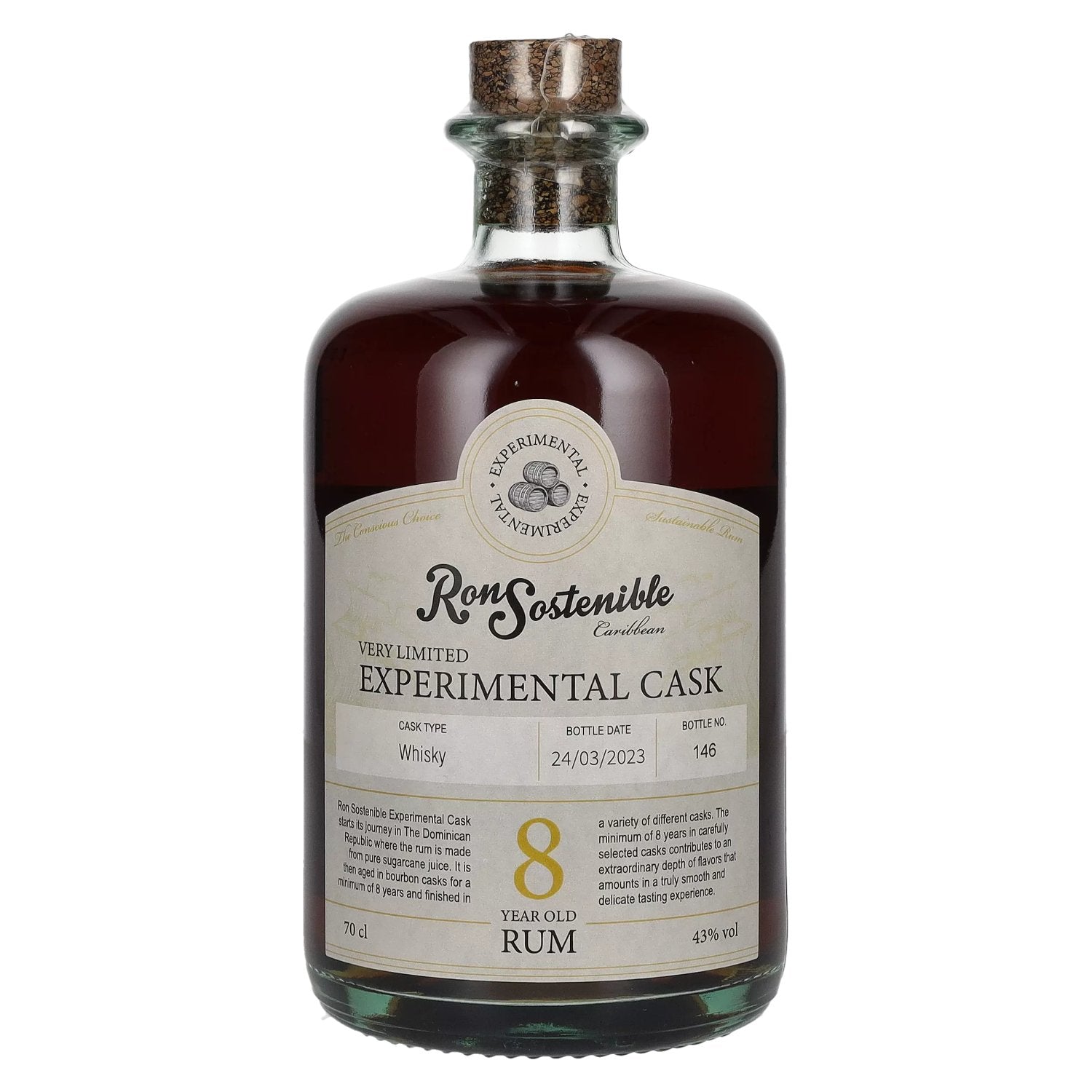 Ron Sostenible 8 Years Old Experimental Whisky Cask 43% Vol. 0,7l