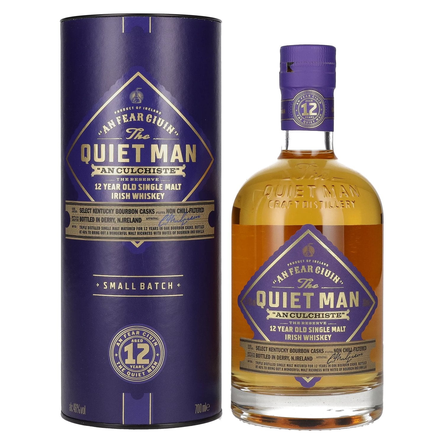 The Quiet Man AN CULCHISTE 12 Year Old Single Malt Irish Whiskey 46% Vol. 0,7l in Giftbox