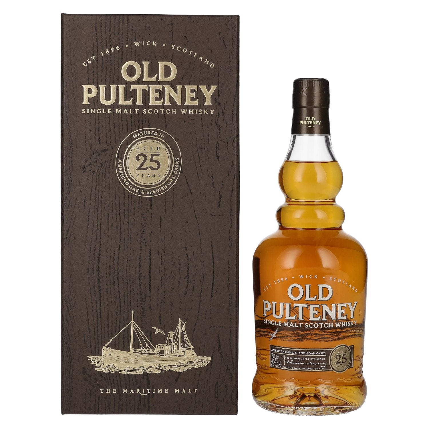 Old Pulteney 25 Years Old Single Malt Scotch Whisky 46% Vol. 0,7l in Giftbox