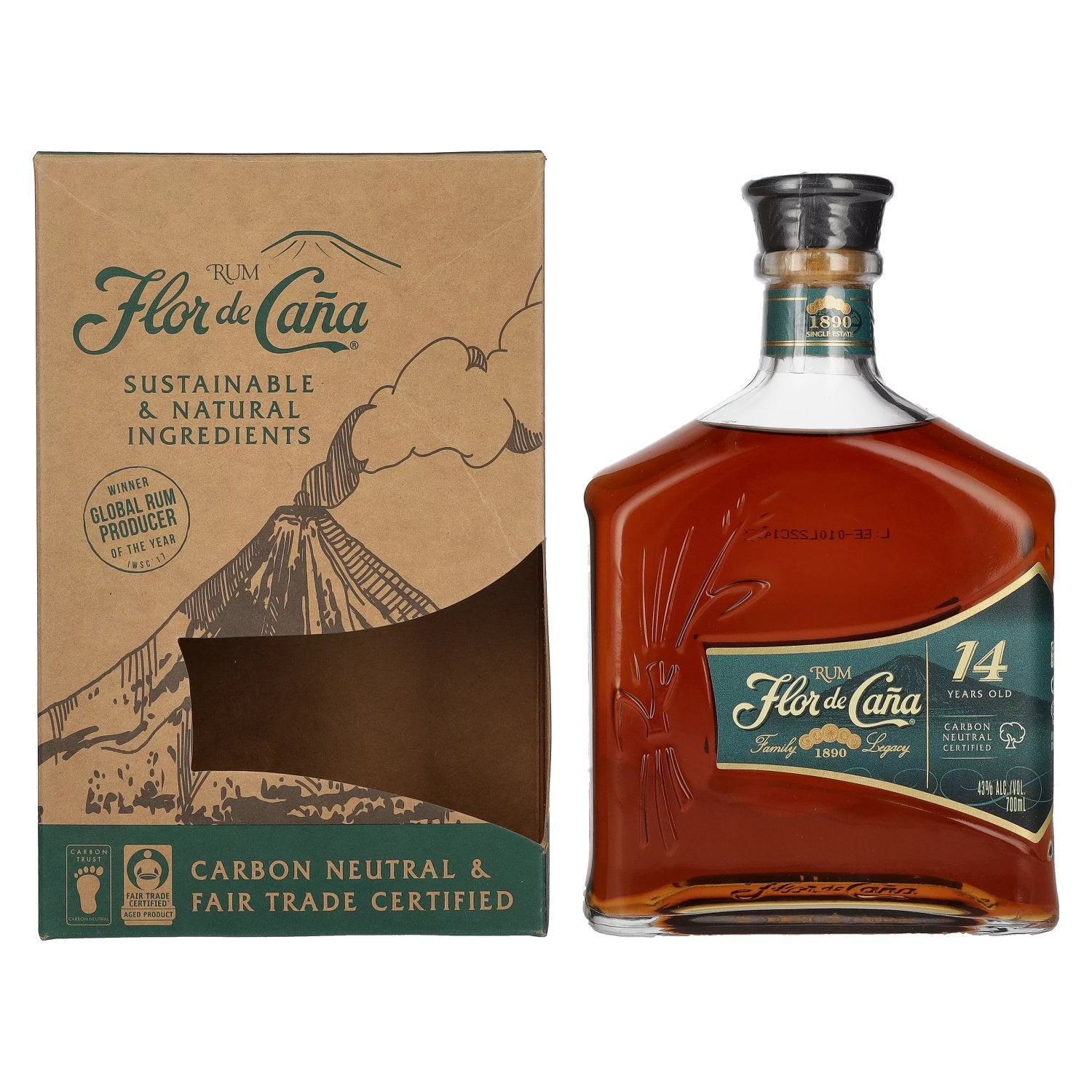 Flor de Cana 14 Years Old Rum 43% Vol. 0,7l in Giftbox