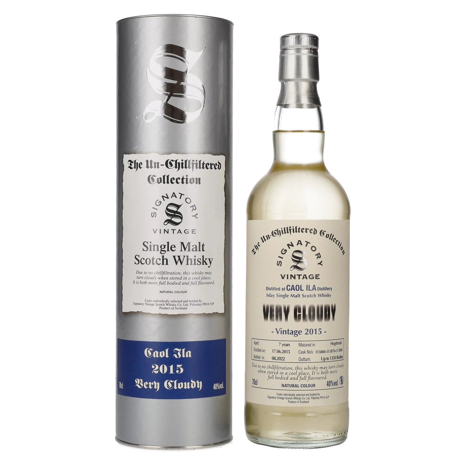 Signatory Vintage CAOL ILA VERY CLOUDY The Un-Chillfiltered 2015 40% Vol. 0,7l in Giftbox