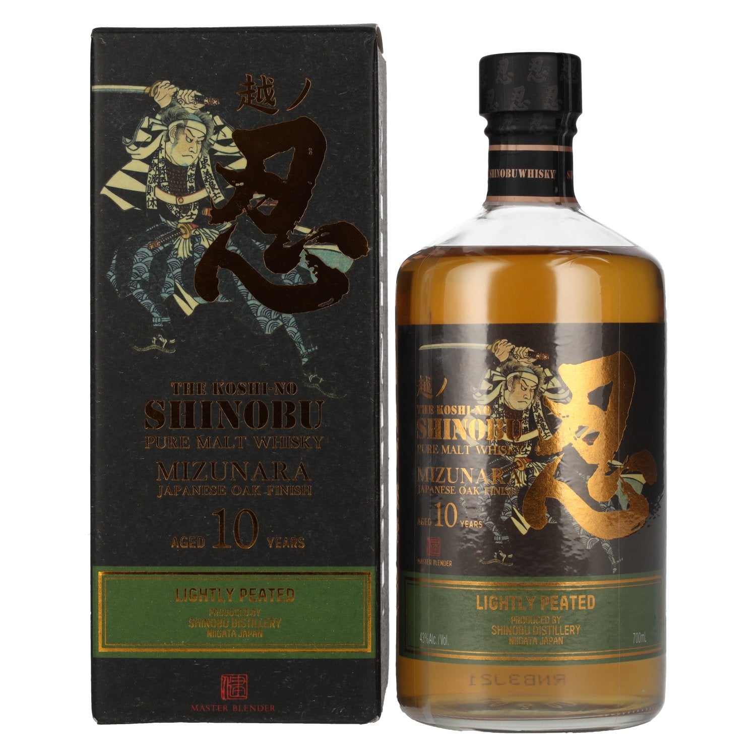 The Koshi-No The Shinobu Pure Malt 10 Years Old Whisky Lightly Peated Mizunara Oak Finish 43% Vol. 0,7l in Giftbox