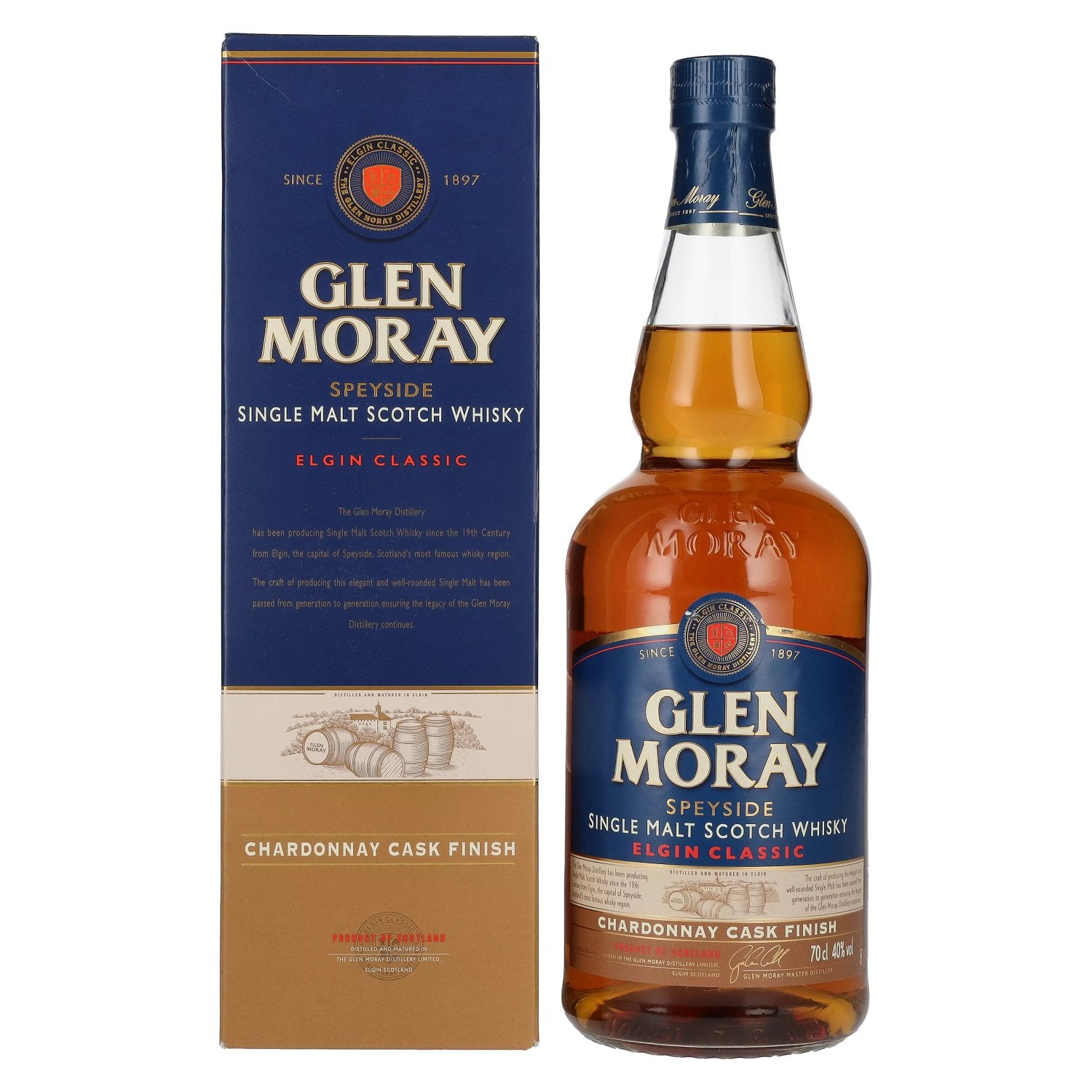 Glen Moray Elgin Classic Chardonnay Cask Finish 40% Vol. 0,7l in Giftbox