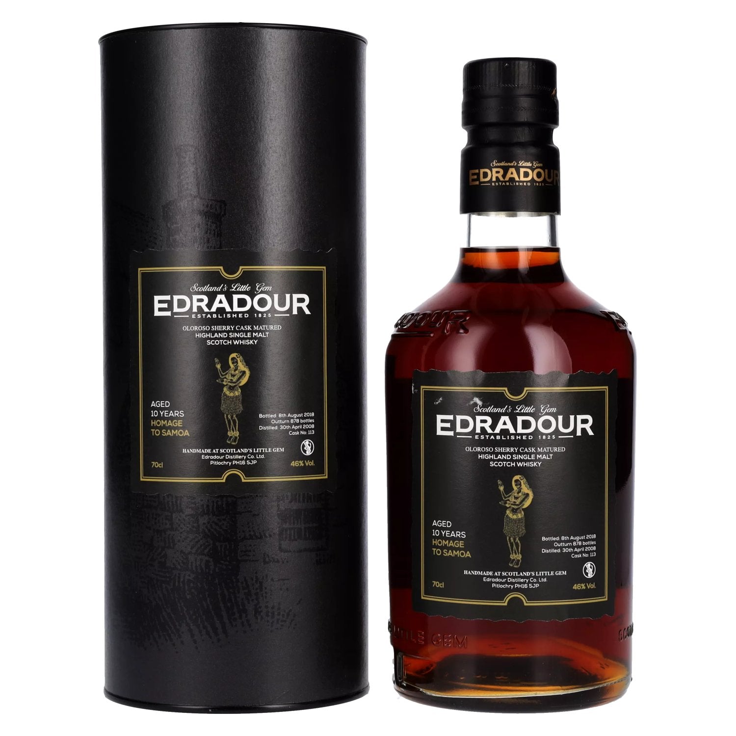 Edradour 10 Years Old HOMAGE TO SAMOA Highland Single Malt Scotch Whisky 46% Vol. 0,7l in Giftbox