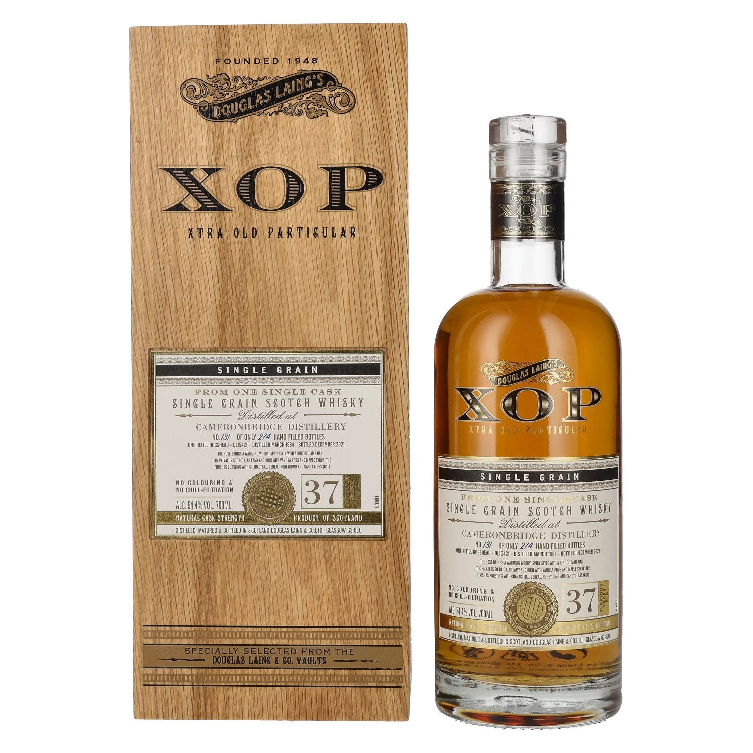 Douglas Laing XOP Cameronbridge 37 Years Old Single Cask Grain 1984 54,4% Vol. 0,7l in Holzkiste