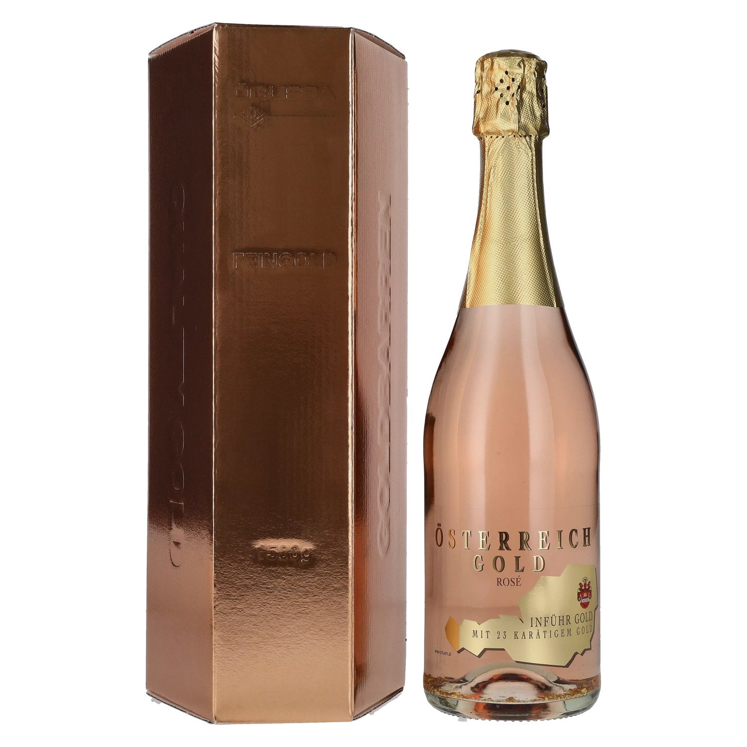 Oesterreich Gold Rose - with 23 Karat Blattgold 9,5% Vol. 0,75l in Giftbox