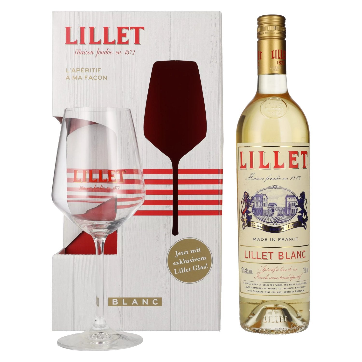 Lillet Blanc 17% Vol. 0,75l in Giftbox with glass