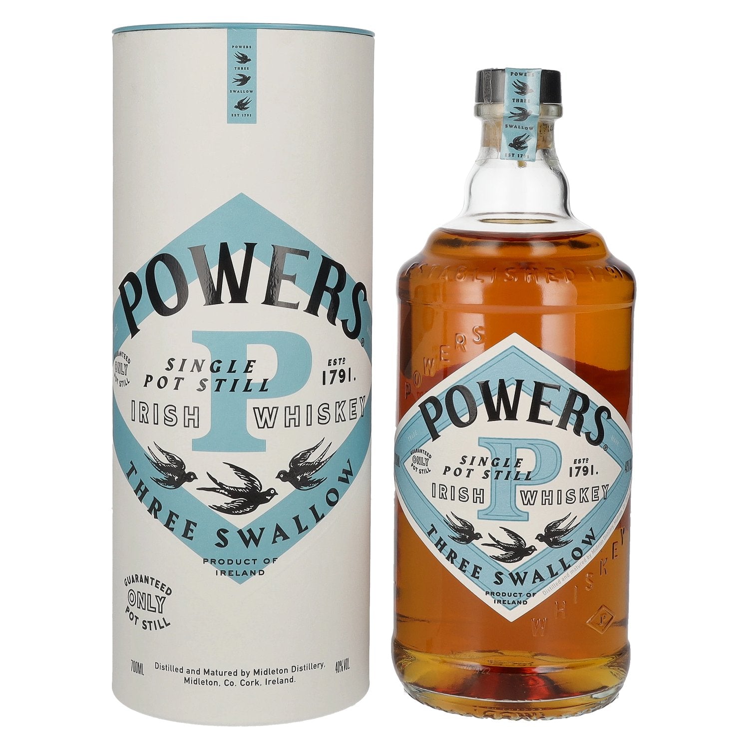 Powers THREE SWALLOW Single Pot Still Irish Whiskey 40% Vol. 0,7l in Giftbox