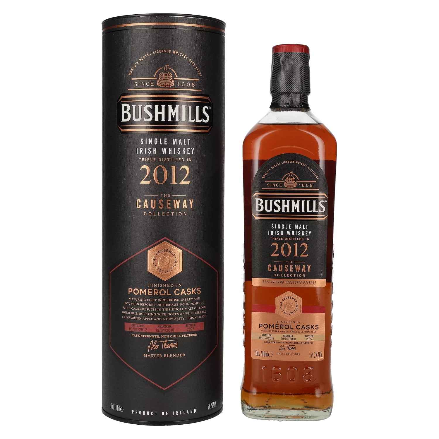 Bushmills THE CAUSEWAY COLLECTION Single Malt Pomerol Casks 2012 54,2% Vol. 0,7l in Giftbox