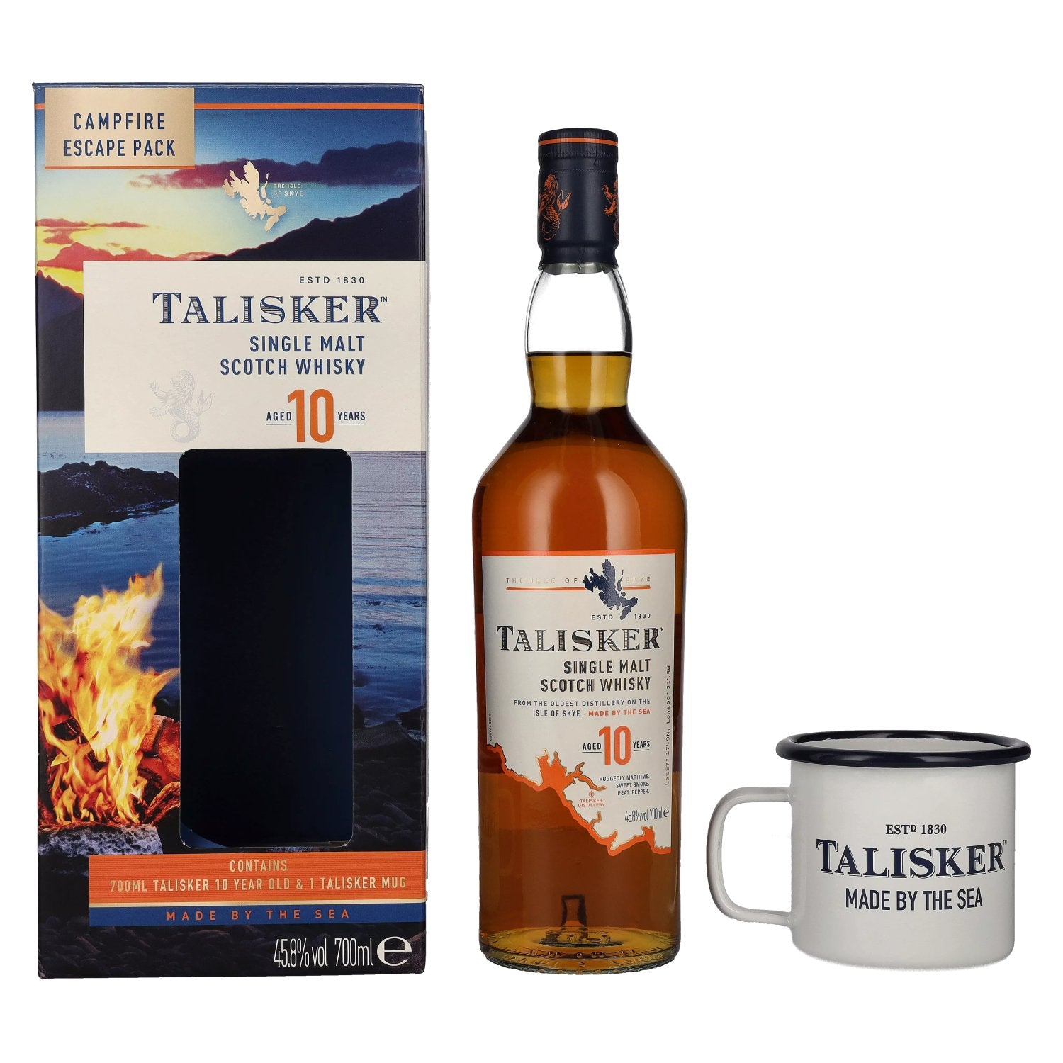 Talisker 10 Years Old Campfire Escape Pack 45,8% Vol. 0,7l in Giftbox with Talisker Mug