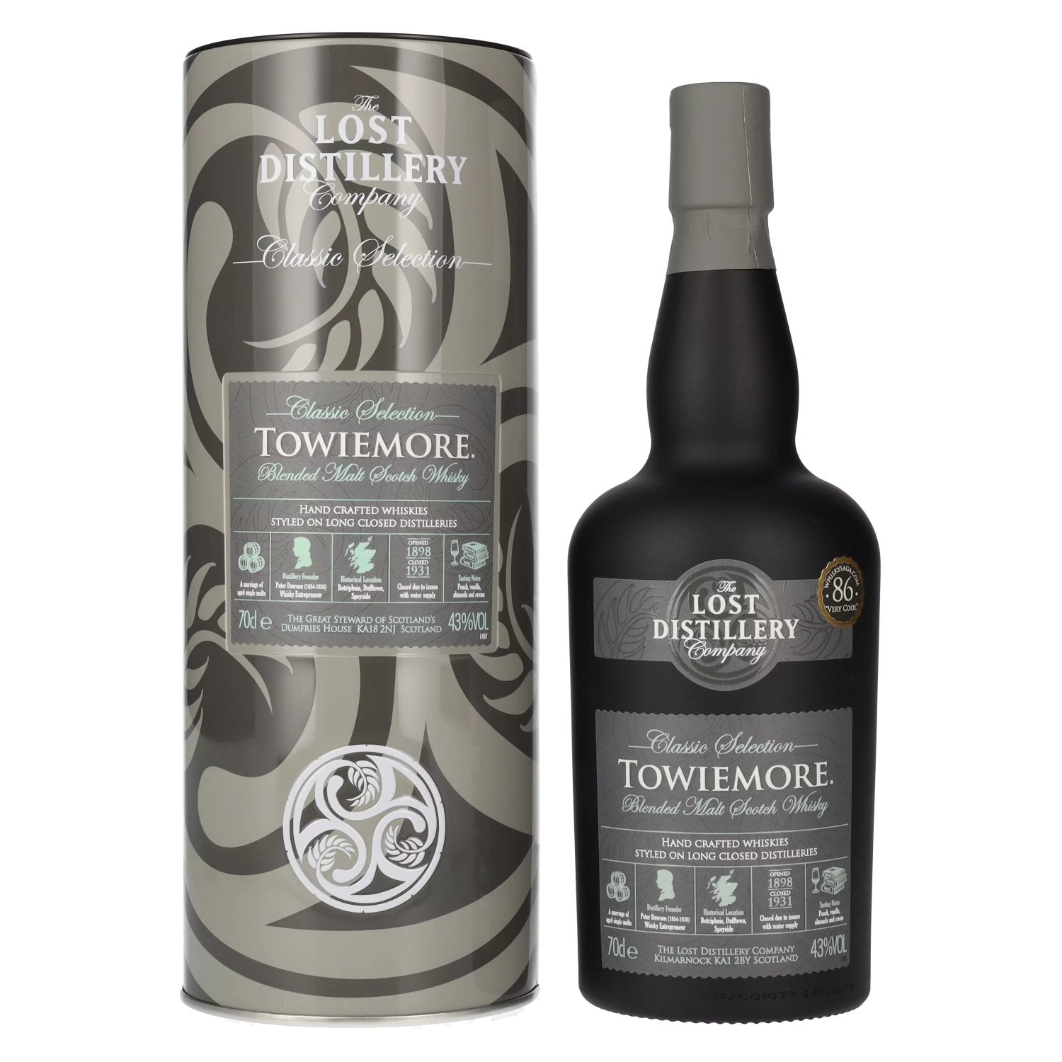 The Lost Distillery TOWIEMORE Classic Selection Blended Malt 43% Vol. 0,7l in Tinbox