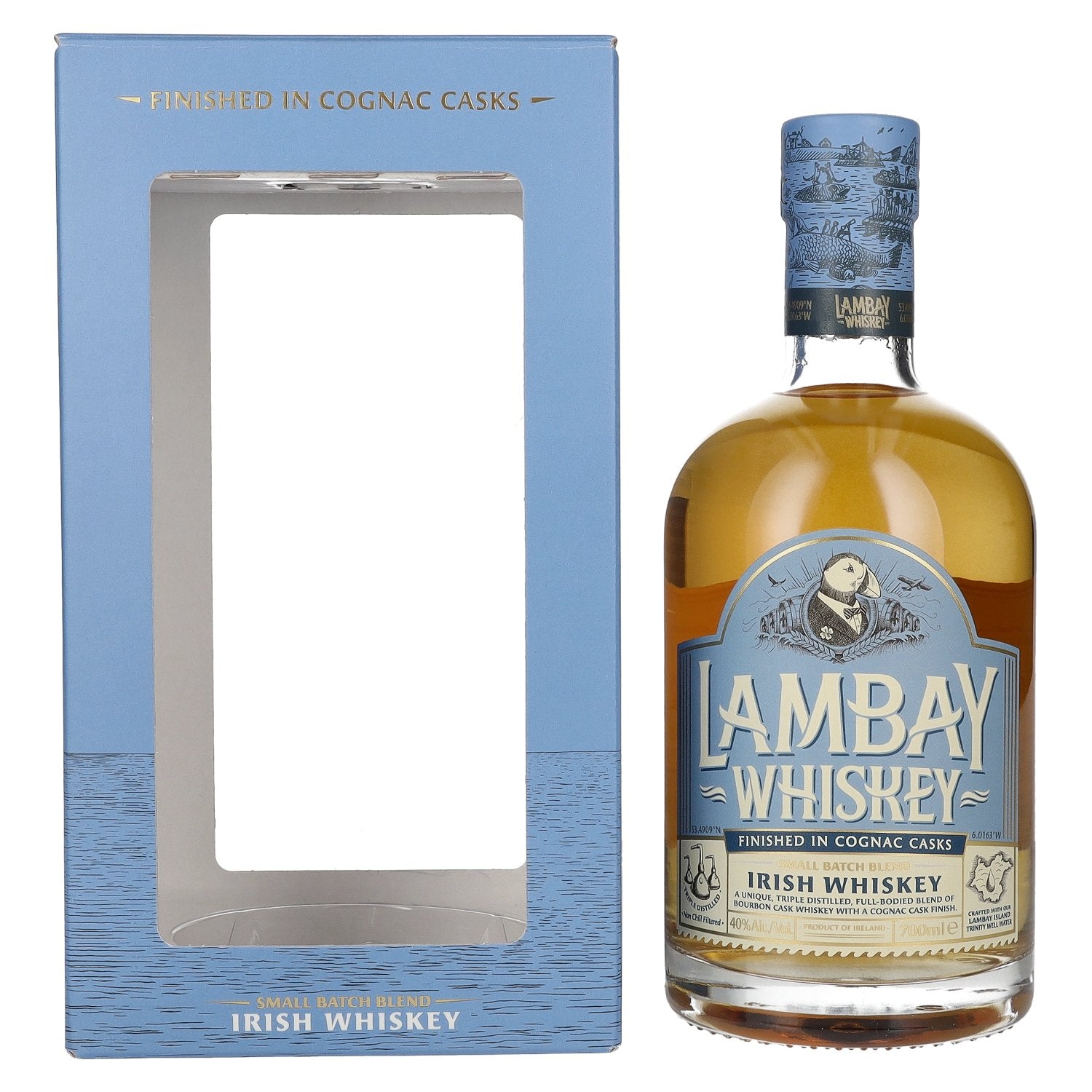 Lambay Whiskey Small Batch Blend Irish Whiskey Cognac Cask Finish 40% Vol. 0,7l in Giftbox