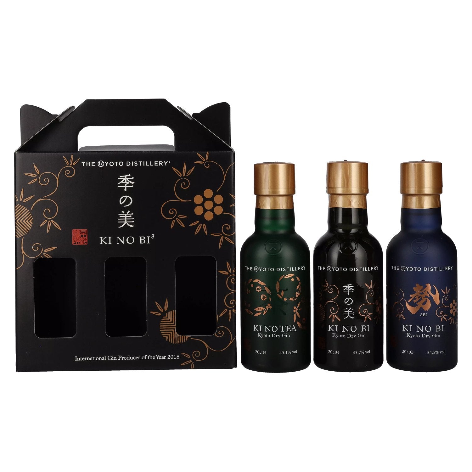 KI NO BI Kyoto Dry Gin Set 48,4% Vol. 3x0,2l in Giftbox