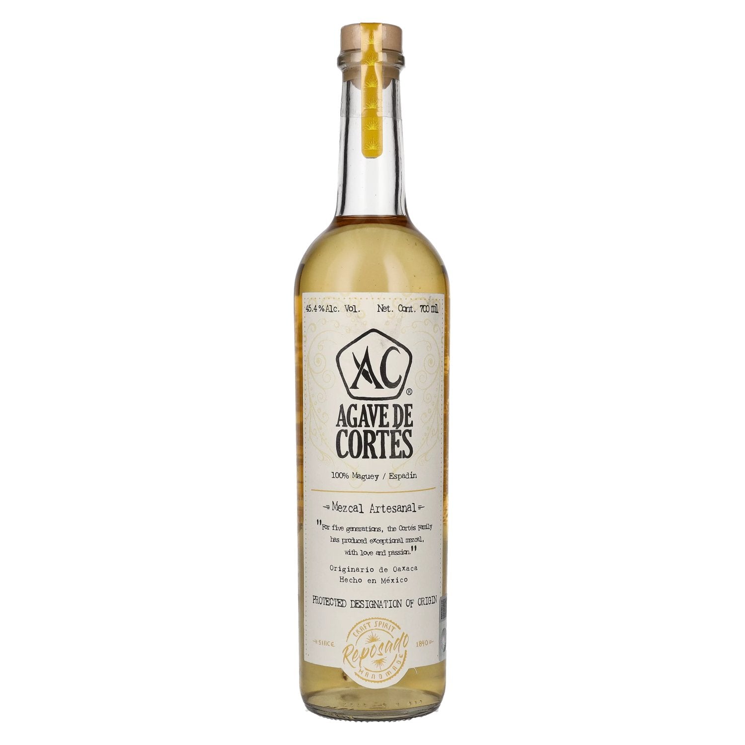 Agave de Cortes Mezcal Artesanal REPOSADO 45,4% Vol. 0,7l