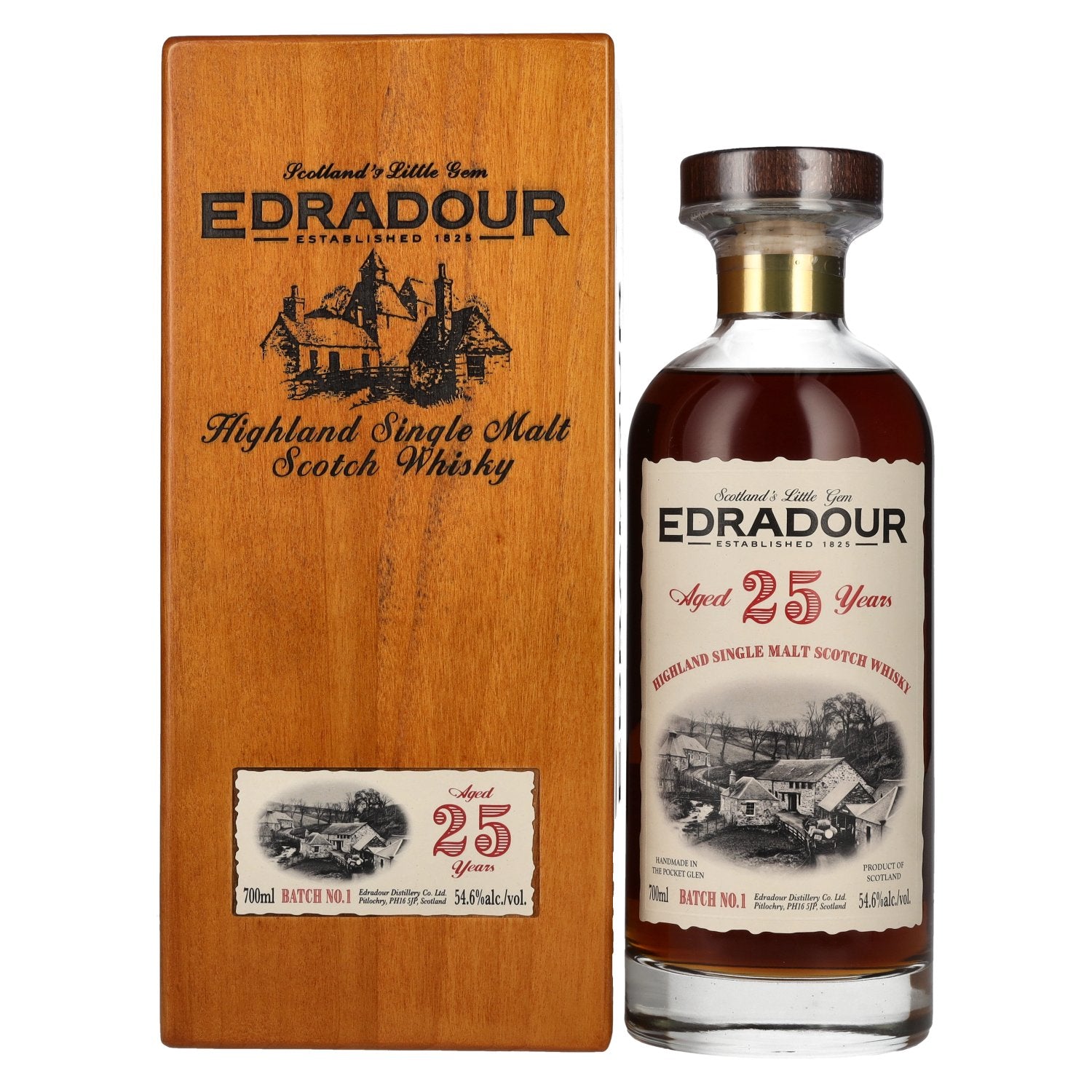 Edradour 25 Years Old Highland Single Malt Scotch Whisky 54,6% Vol. 0,7l in Holzkiste