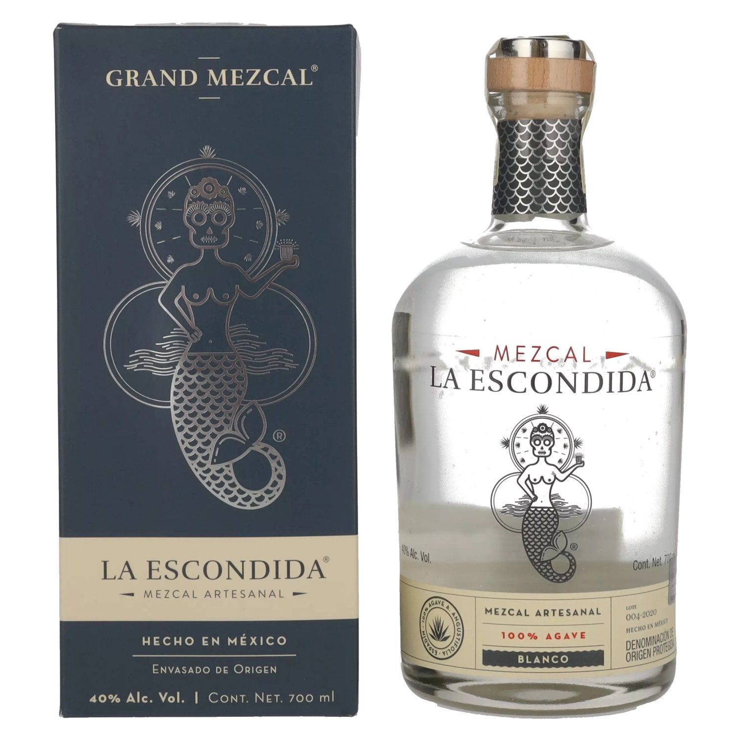 La Escondida Mezcal Artesanal Blanco 40% Vol. 0,7l in Giftbox