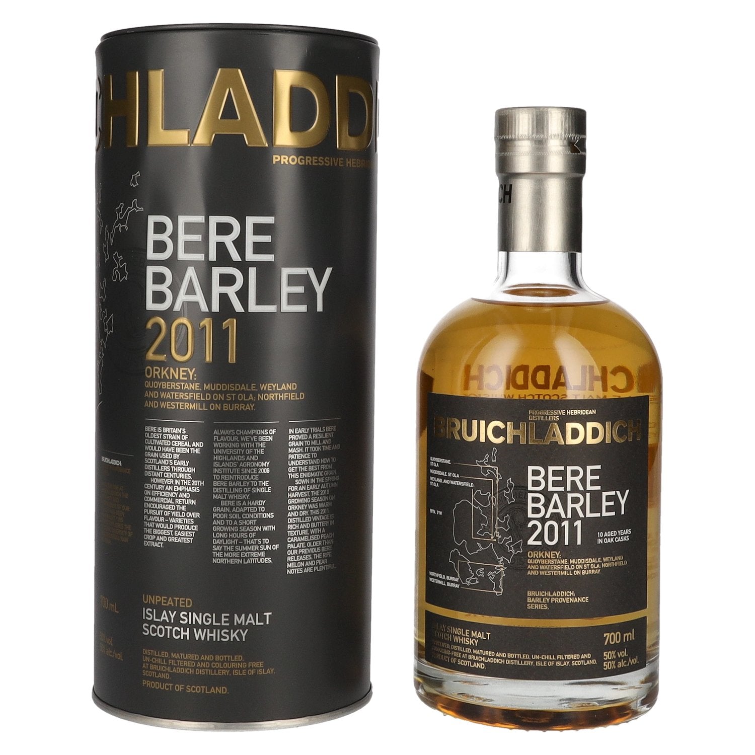 Bruichladdich BERE BARLEY 10 Years Old 2011 50% Vol. 0,7l in Tinbox