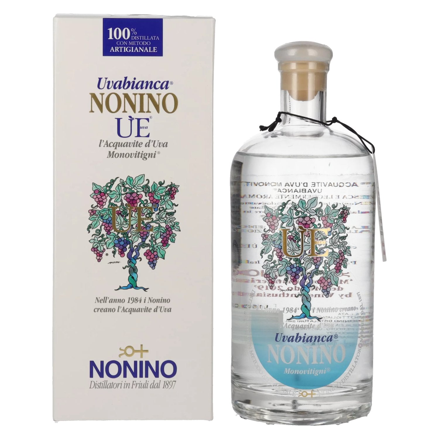 Nonino Grappa UE Monovitigni Uvabianca 38% Vol. 0,7l in Giftbox