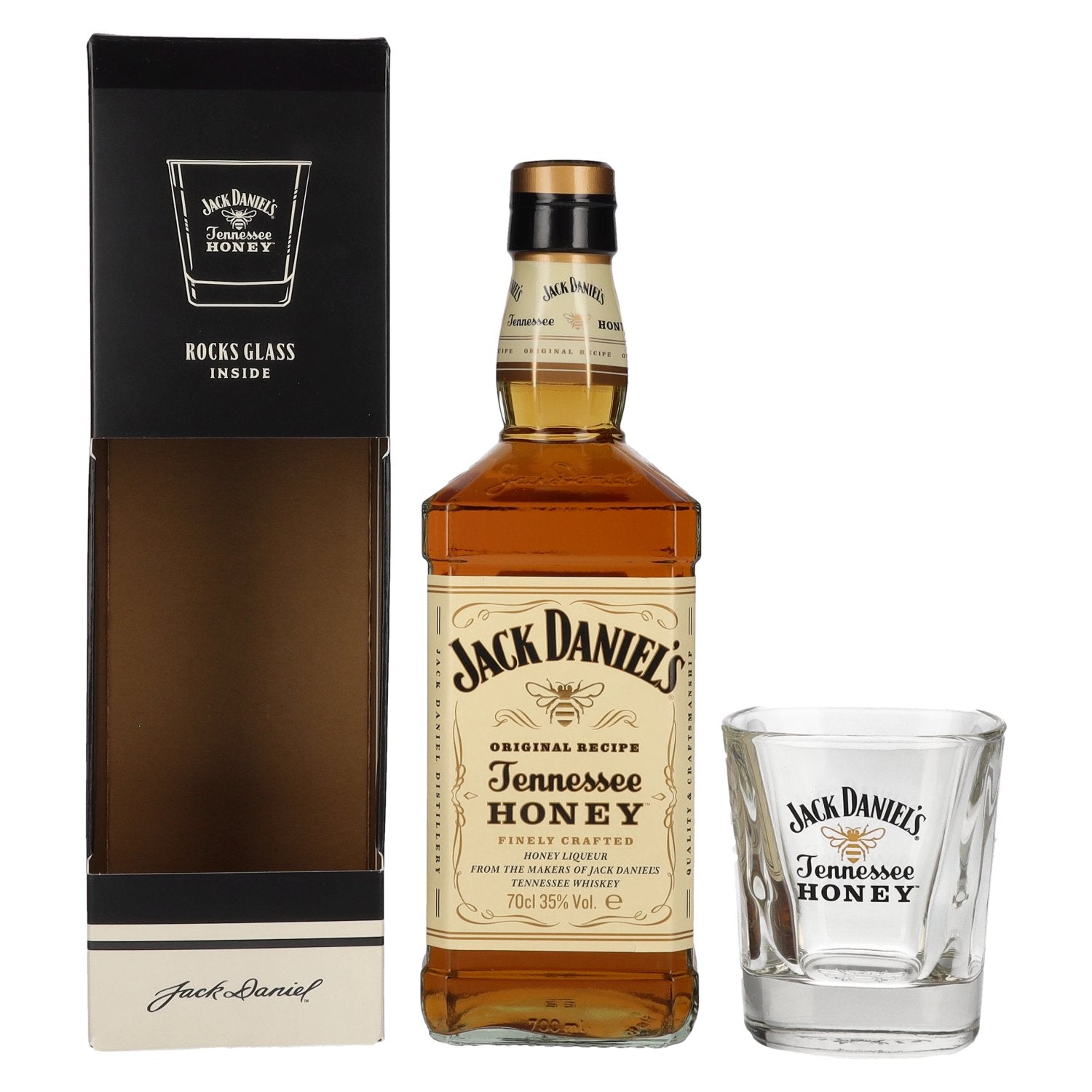 Jack Daniel's Tennessee HONEY 35% Vol. 0,7l in Giftbox with Rocks glass