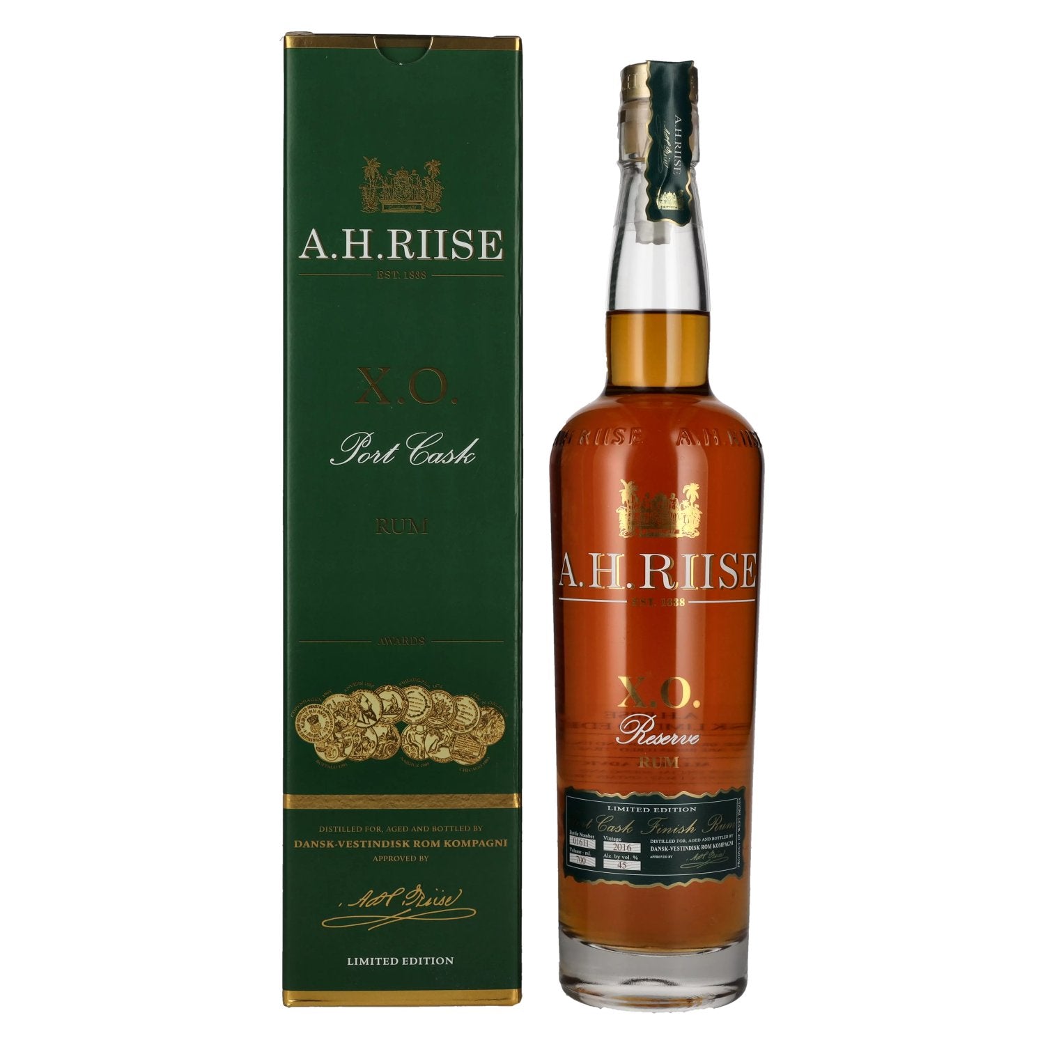 A.H. Riise X.O. Reserve Port Cask Rum - Old Edition GB 45% Vol. 0,7l in Giftbox