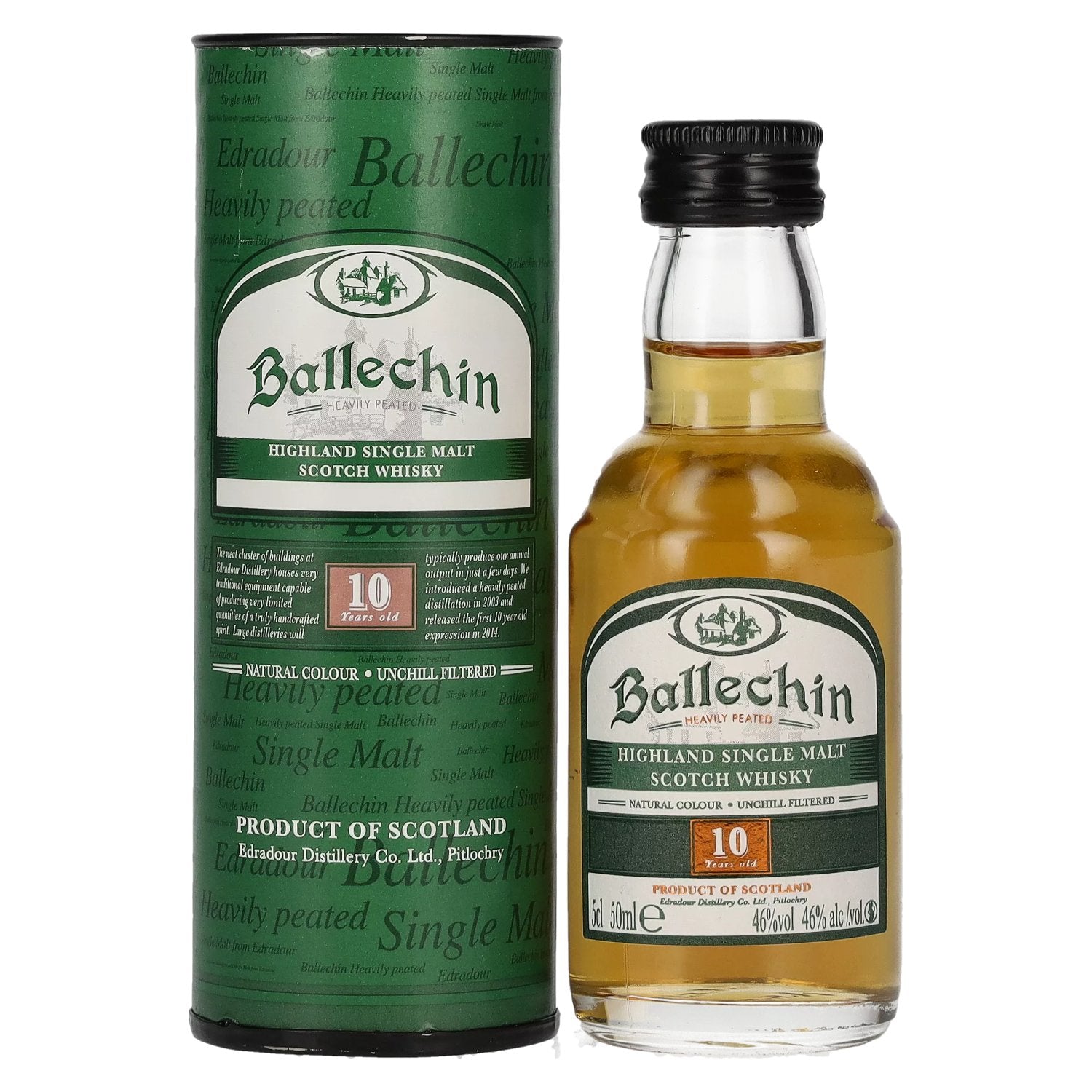 Edradour Ballechin 10 Years Old Highland Single Malt 46% Vol. 0,05l in Giftbox