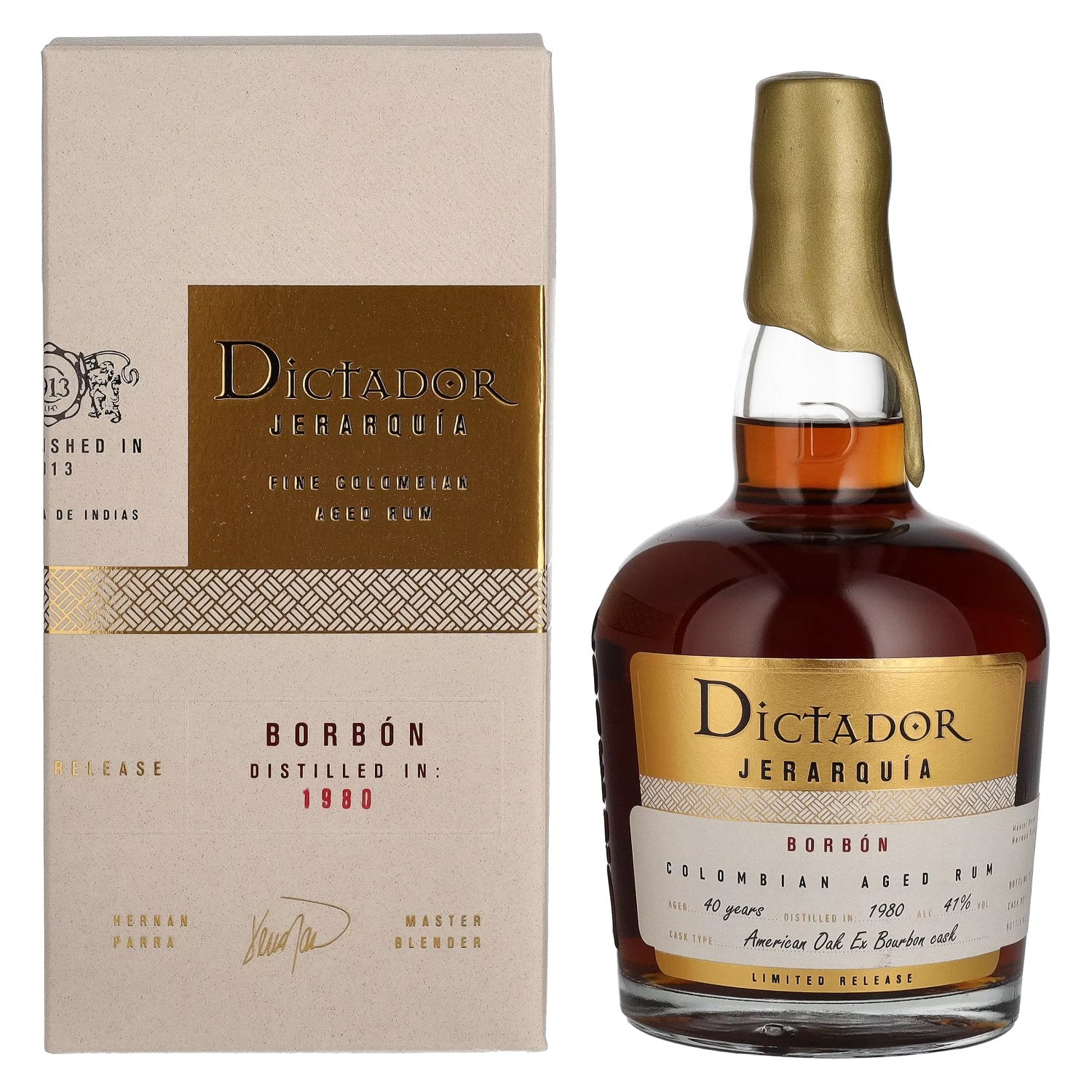 Dictador JERARQUIA 40 Years Old BORBON Rum 1980 41% Vol. 0,7l in Giftbox