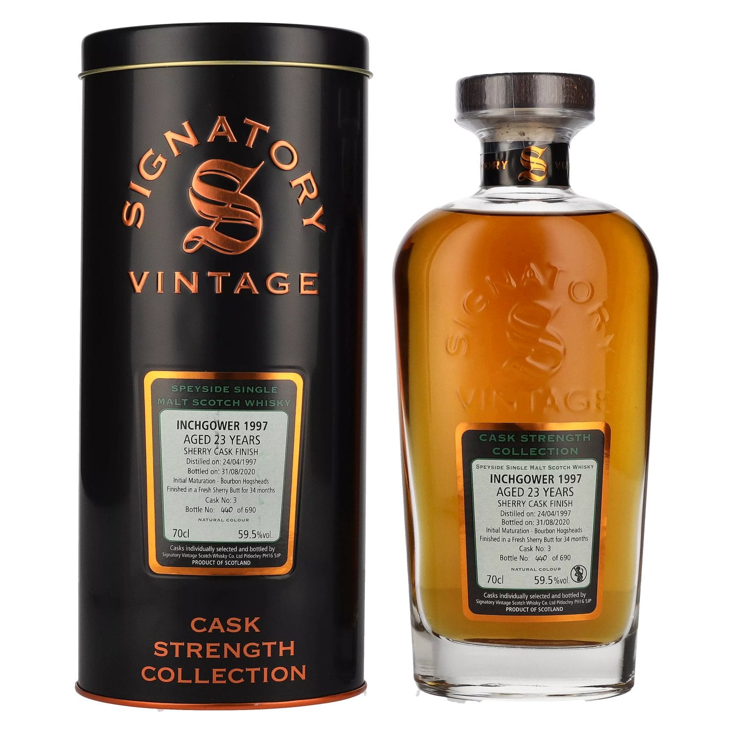 Signatory Vintage INCHGOWER 23 Years Old Cask Strength 1997 59,5% Vol. 0,7l in Tinbox