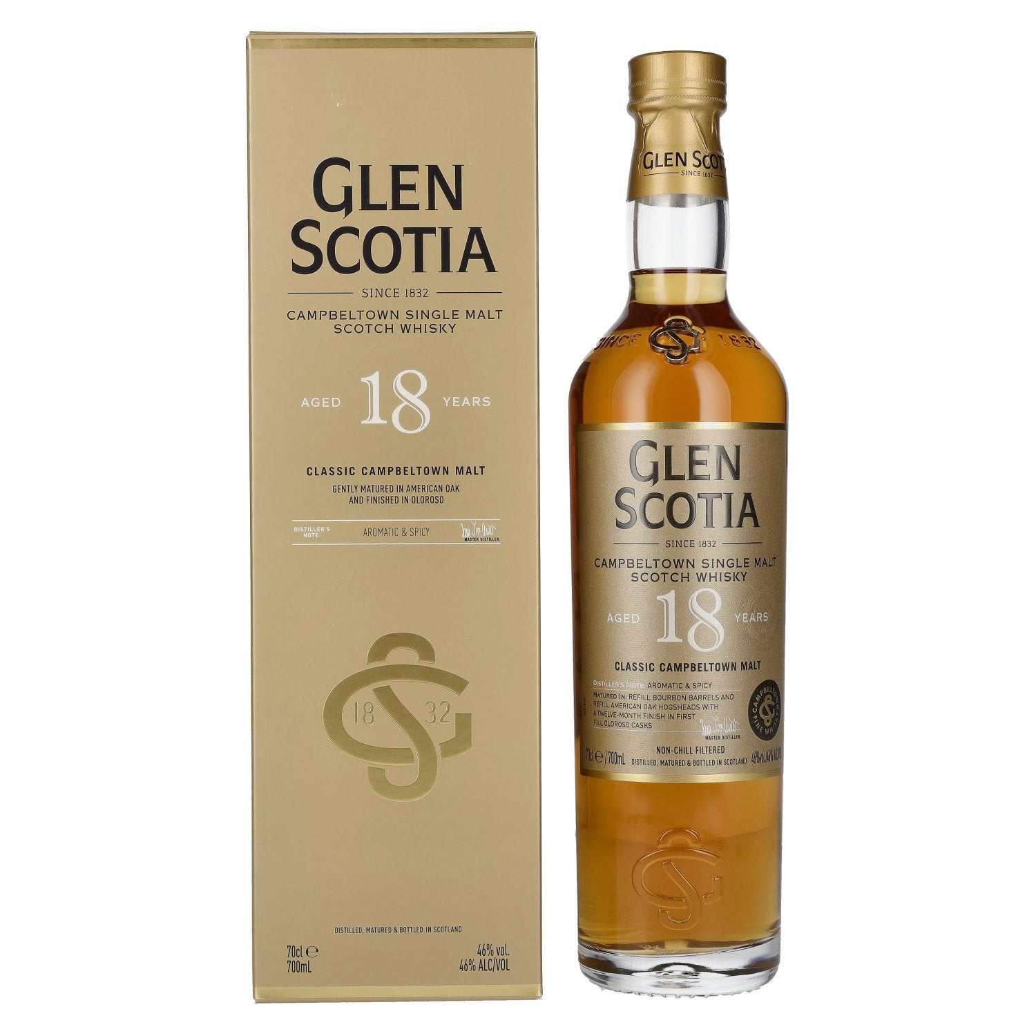 Glen Scotia 18 Years Old Single Malt Scotch Whisky 46% Vol. 0,7l in Giftbox