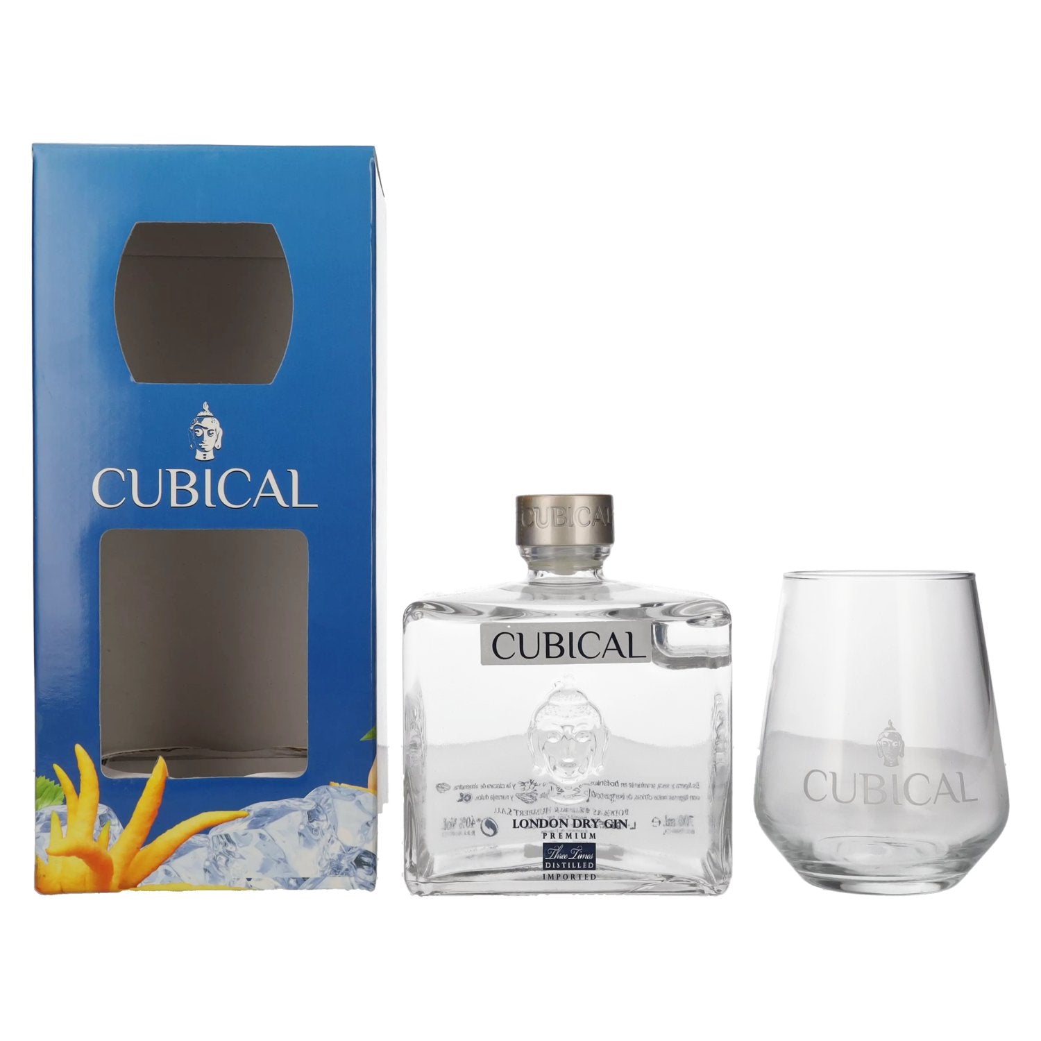 Cubical Premium London Dry Gin 40% Vol. 0,7l with Tumbler