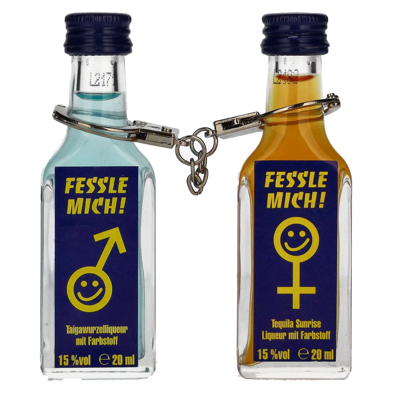 Nannerl FESSLE MICH Liqueur 15% Vol. 2x0,02l with Handschellen