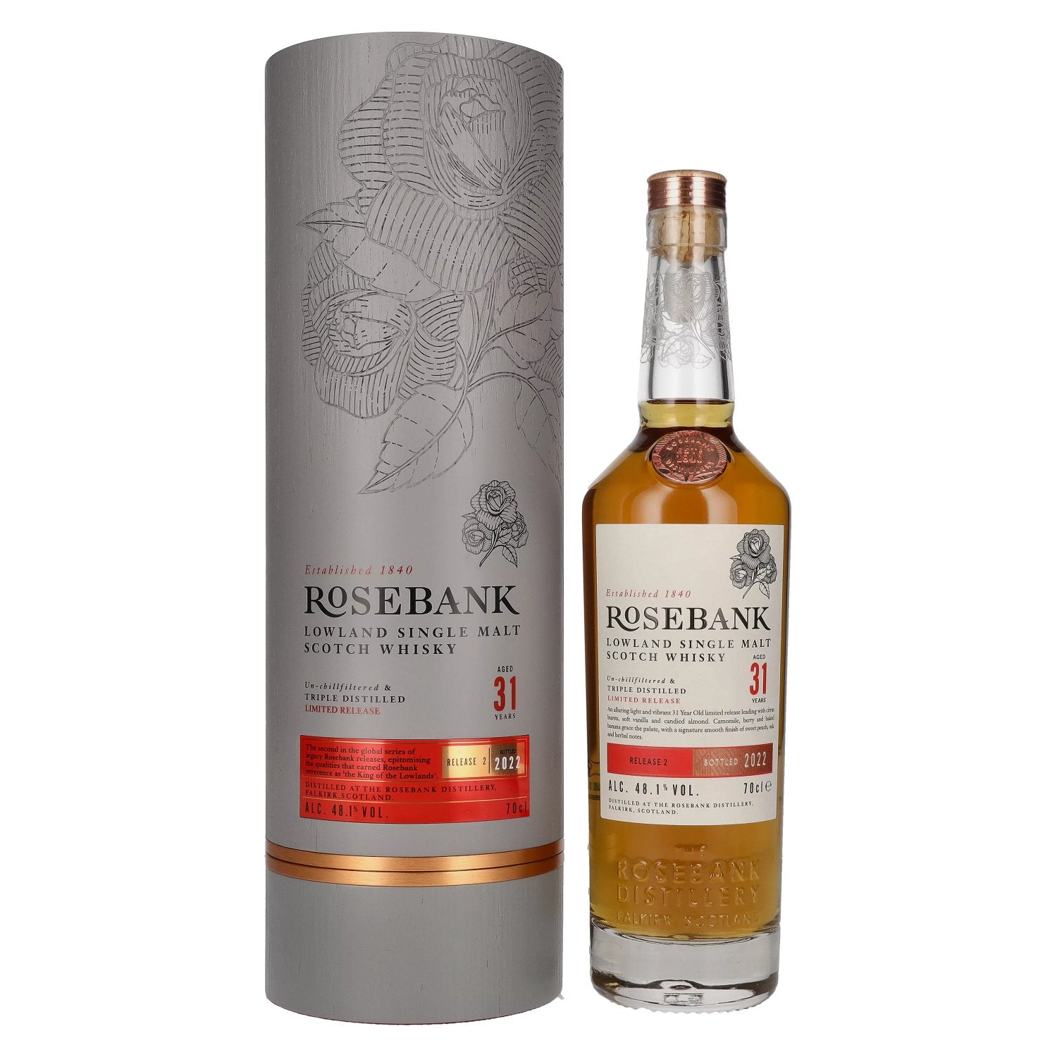 Rosebank 31 Years Old Lowland Single Malt Limited Release 2 2022 48,1% Vol. 0,7l in Giftbox