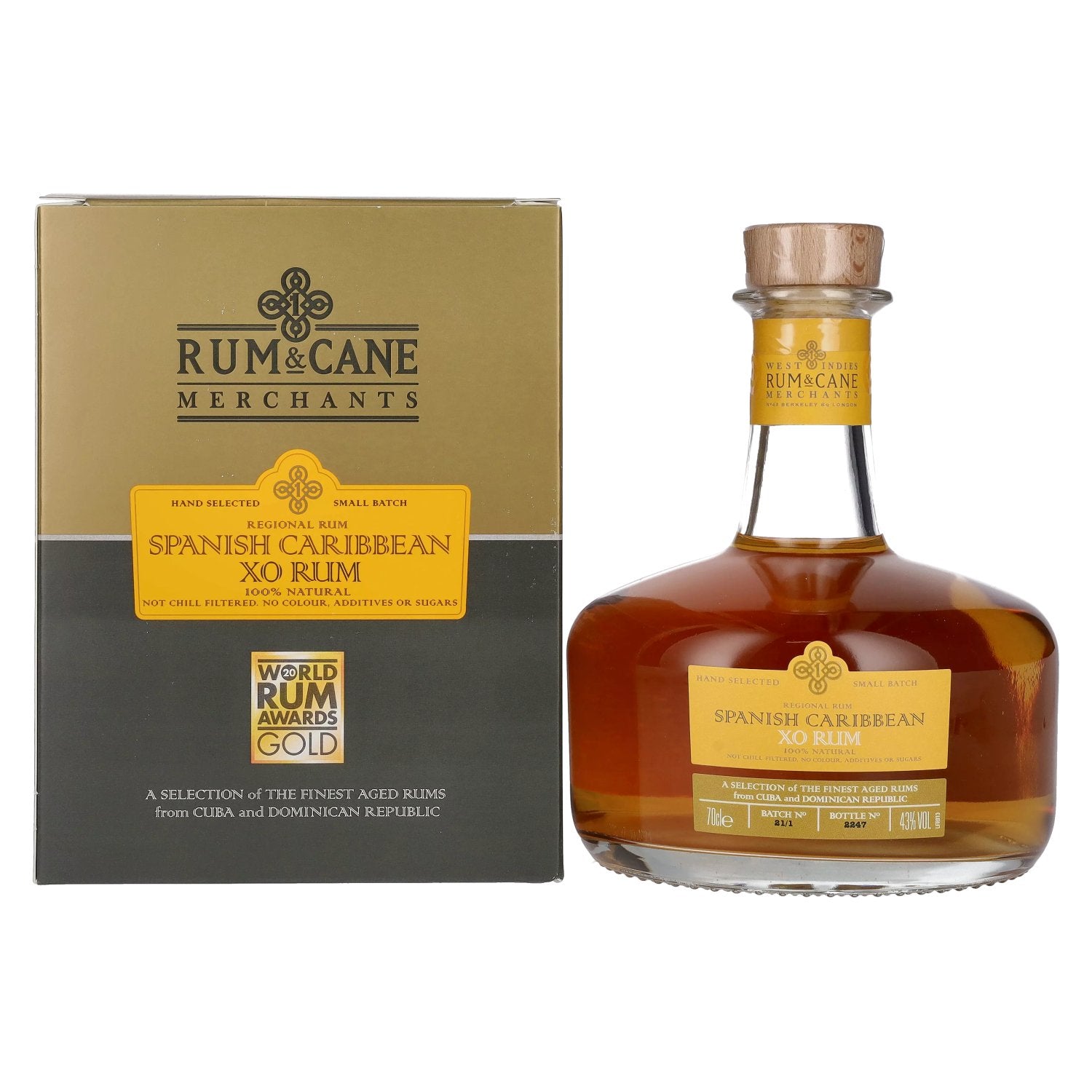 Rum & Cane SPANISH CARIBBEAN XO Rum 43% Vol. 0,7l in Giftbox