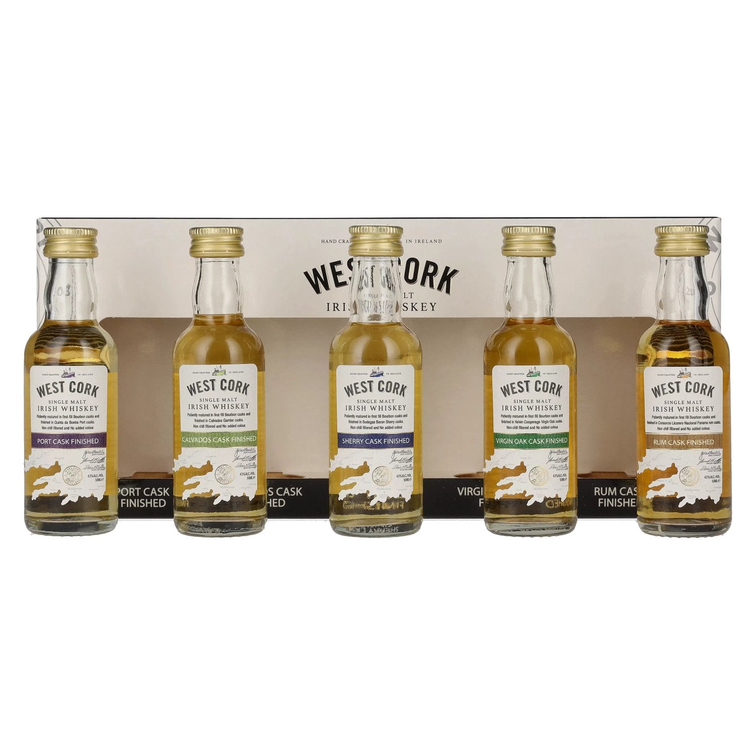 West Cork CASK COLLECTION Miniset 43% Vol. 5x0,05l in Giftbox