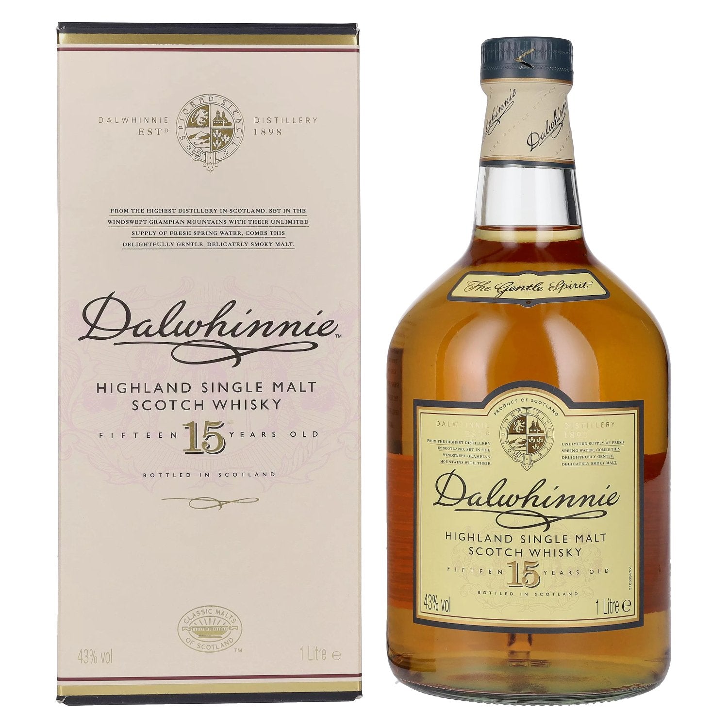 Dalwhinnie 15 Years Old Highland Single Malt Scotch Whisky 43% Vol. 1l in Giftbox