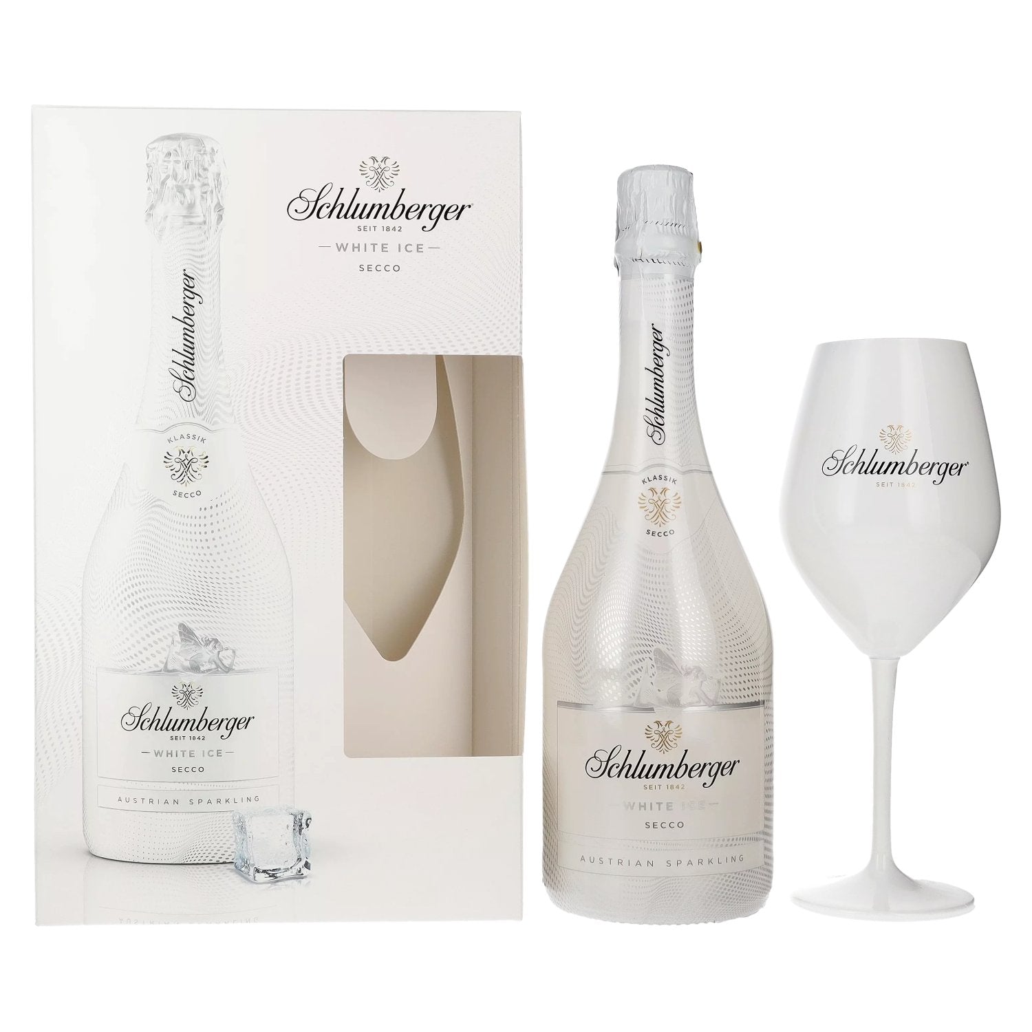 Schlumberger WHITE ICE Austrian Sparkling Secco 11,5% Vol. 0,75l in Giftbox with Ritzenhof glass