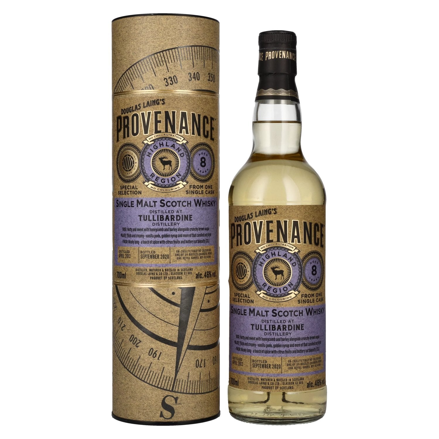 Douglas Laing PROVENANCE Tullibardine 8 Years Old Single Cask Malt 2012 46% Vol. 0,7l in Giftbox