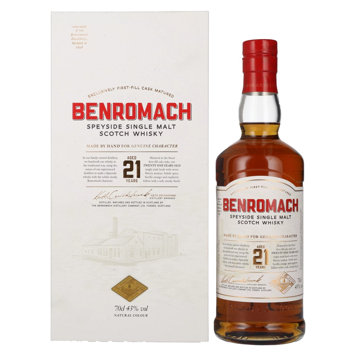 Benromach 21 Years Old Speyside Single Malt - Old Design 43% Vol. 0,7l in Giftbox