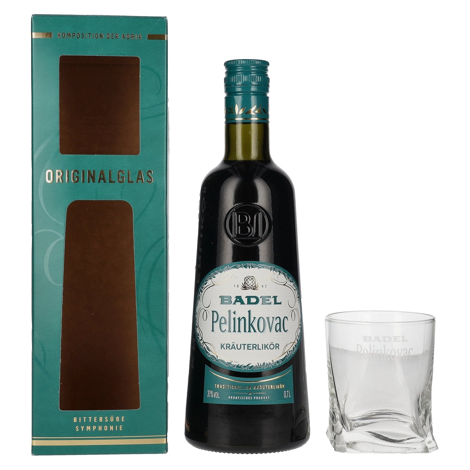 Badel Pelinkovac GORKI 31% Vol. 0,7l in Giftbox with glass