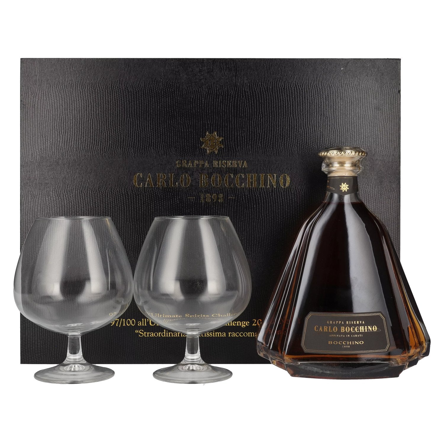 Carlo Bocchino Grappa Riserva 43% Vol. 0,7l in Giftbox with 2 glasses