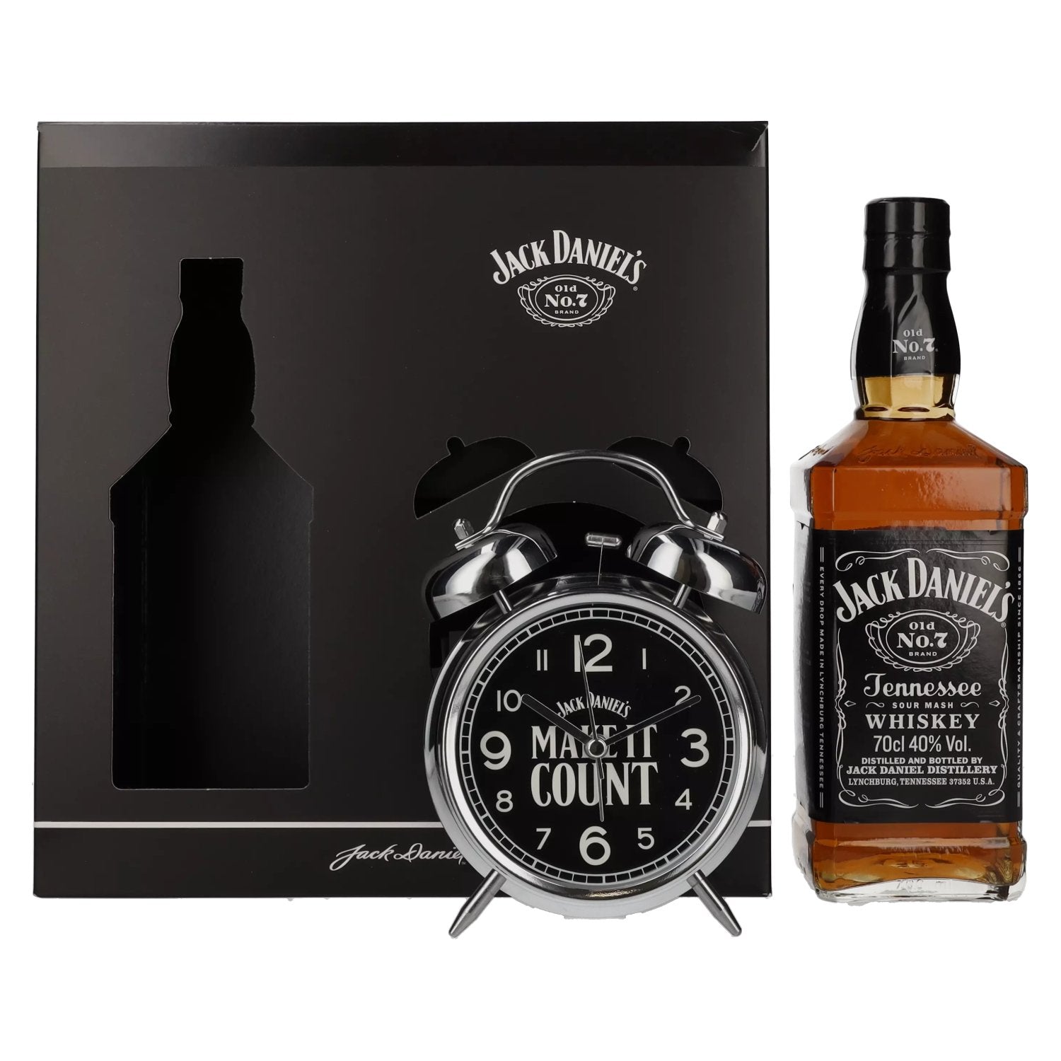 Jack Daniel's Tennessee Whiskey 40% Vol. 0,7l in Giftbox with Wecker