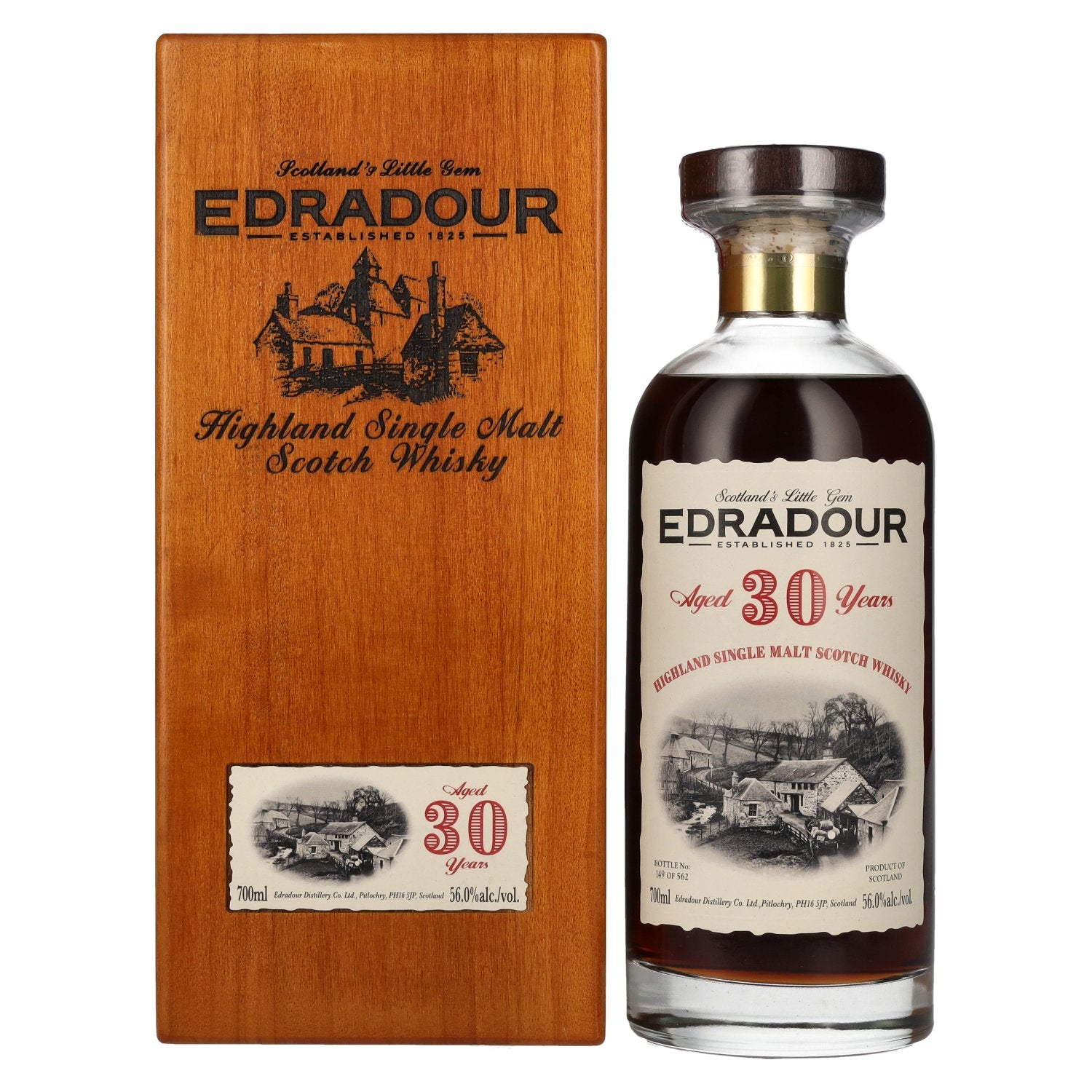 Edradour 30 Years Old Highland Single Malt Scotch Whisky 56% Vol. 0,7l in Holzkiste