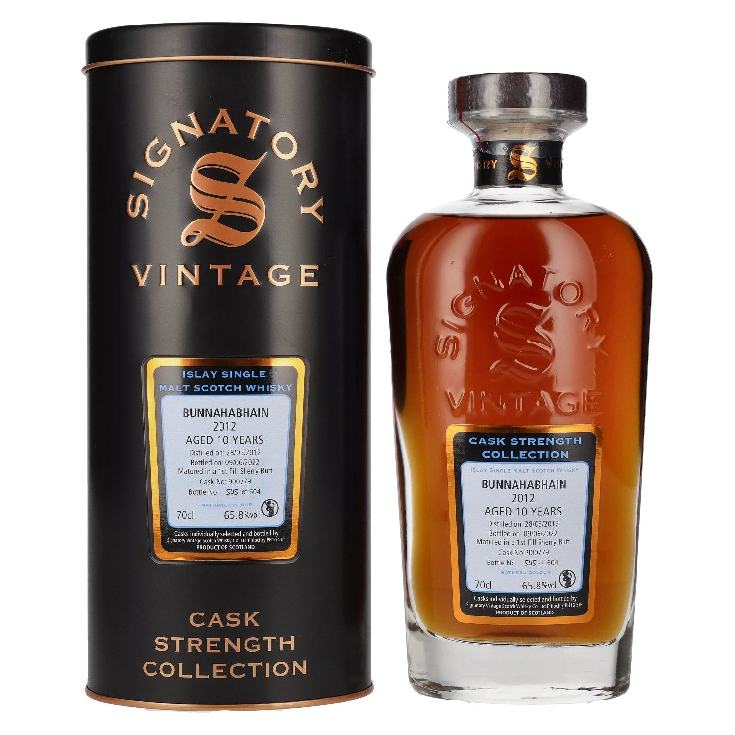 Signatory Vintage BUNNAHABHAIN 10 Years Old Cask Strength 2012 65,8% Vol. 0,7l in Tinbox